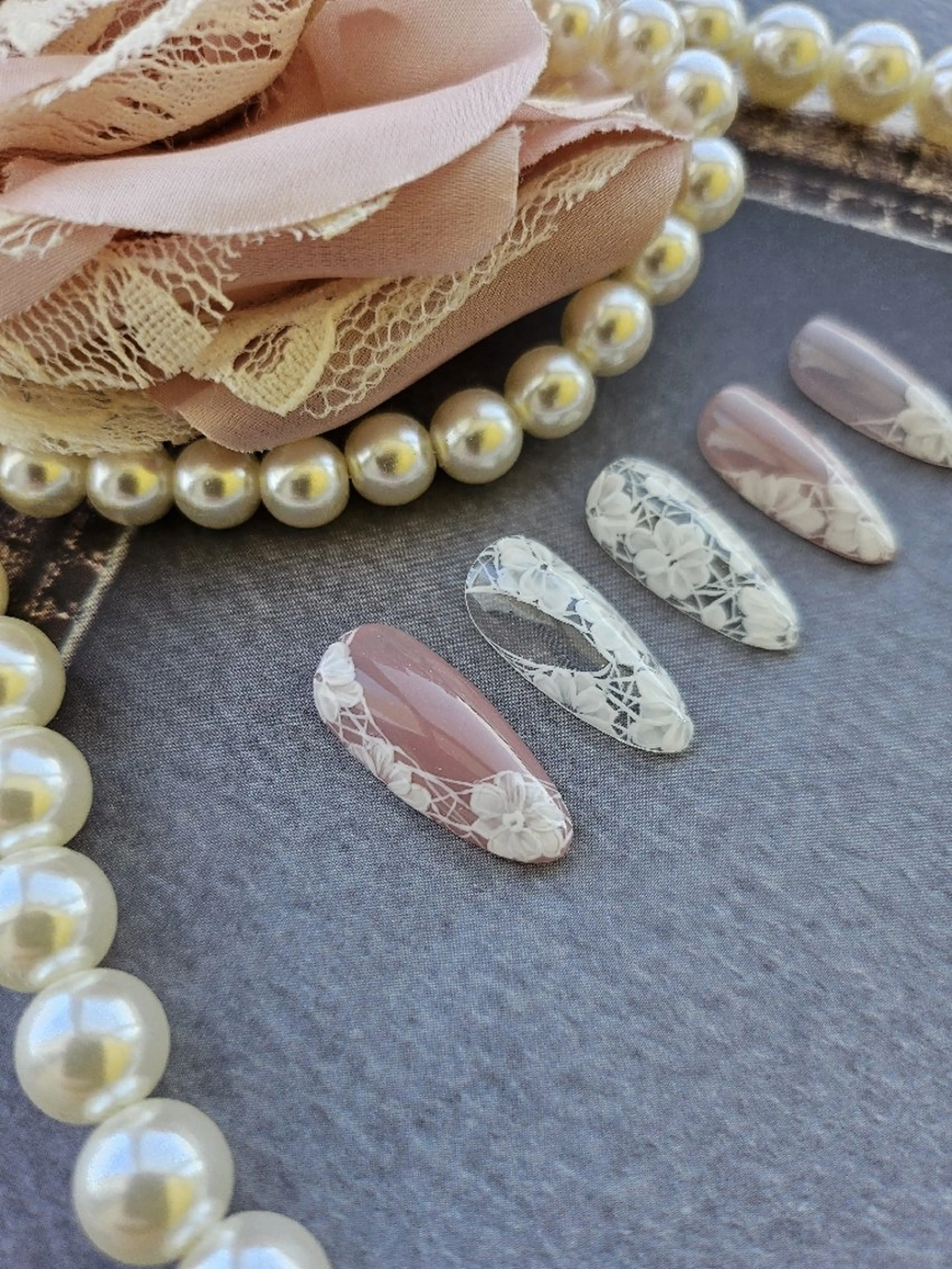 ネイル フラワーネイル レース ブライダルネイル Noah'snail   のネイルデザイン