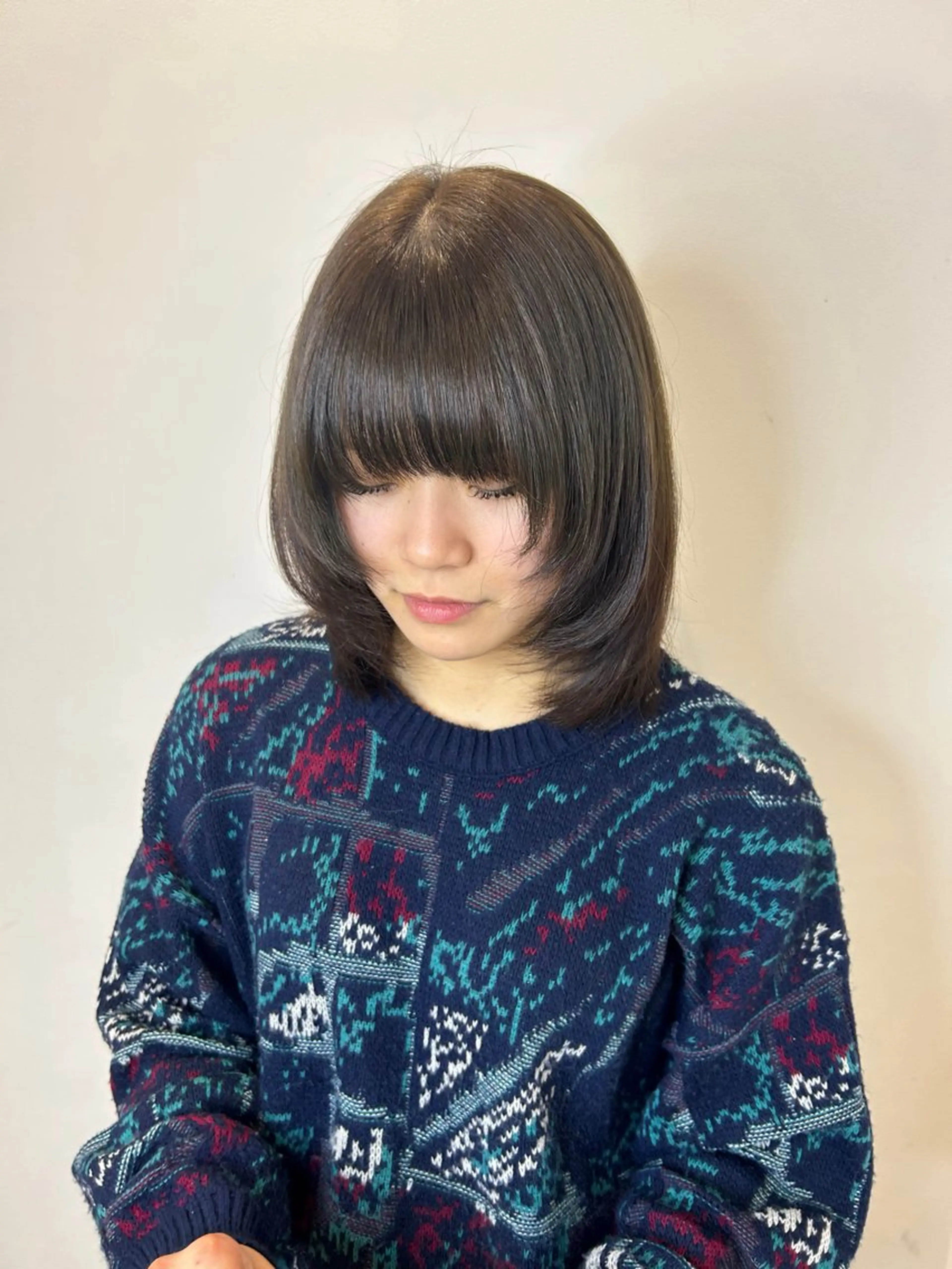 ミディアム ボブレイヤー ボブ 顔周りカット レイヤーカット カット ヘアカラー トリートメント ishizuka toaのヘアスタイル