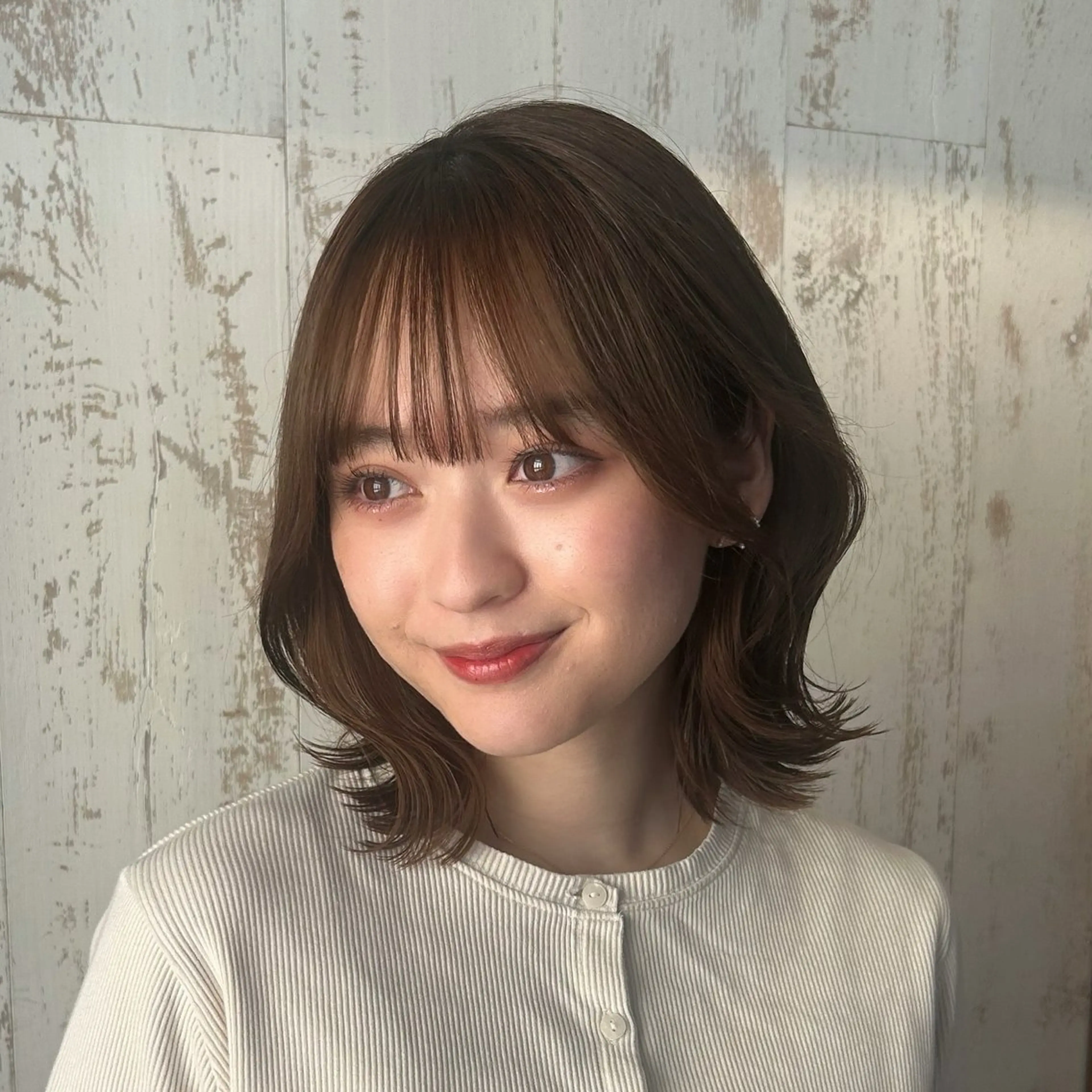 ミディアム カラー レイヤー/ボブ/透明 感カラー/佐藤奈由のヘアスタイル