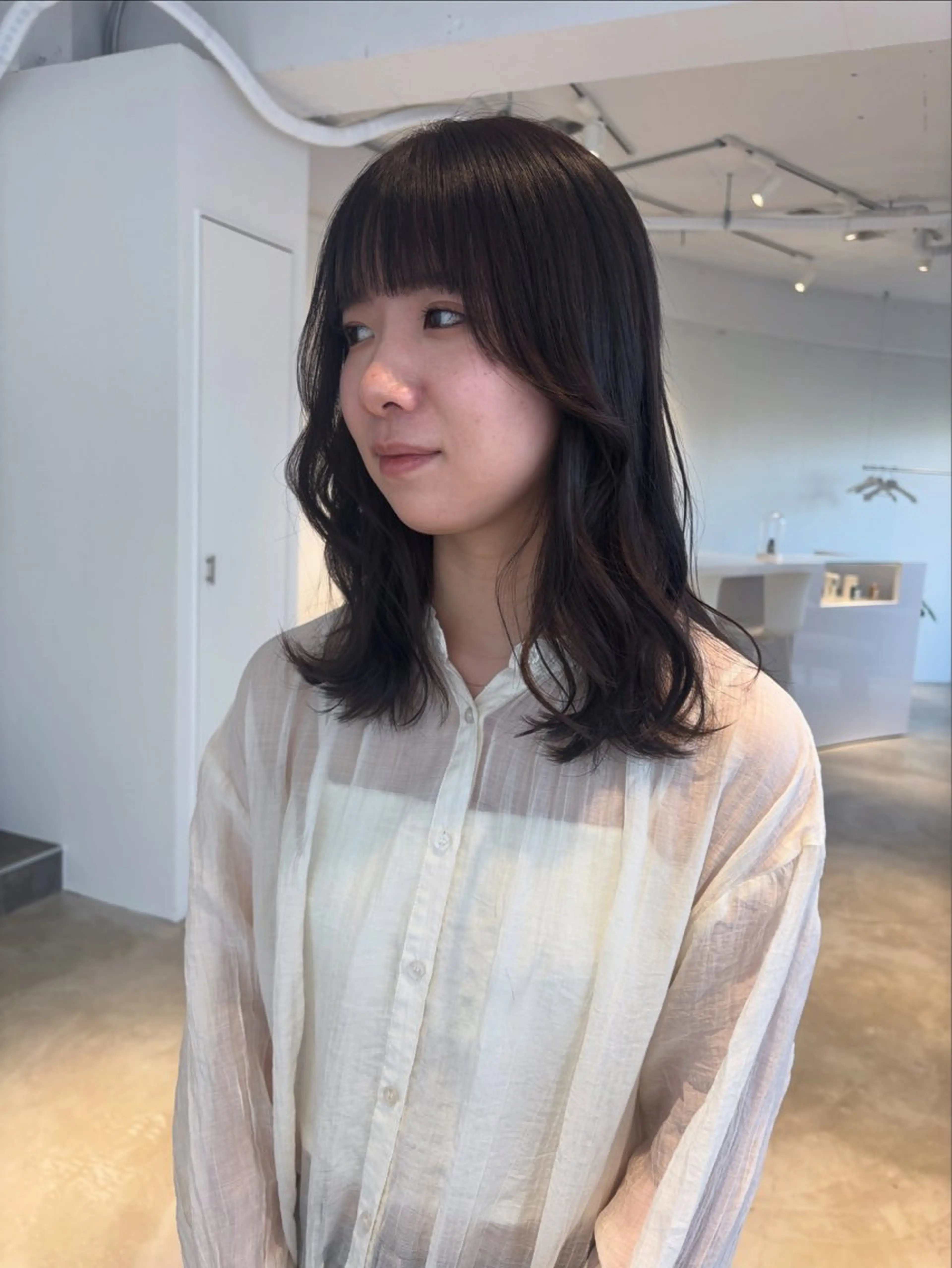 ミディアム 顔まわりレイヤー レイヤーカット カット ヘアカラー 薬院浄水通/ショート /ボブ/rukaのヘアスタイル