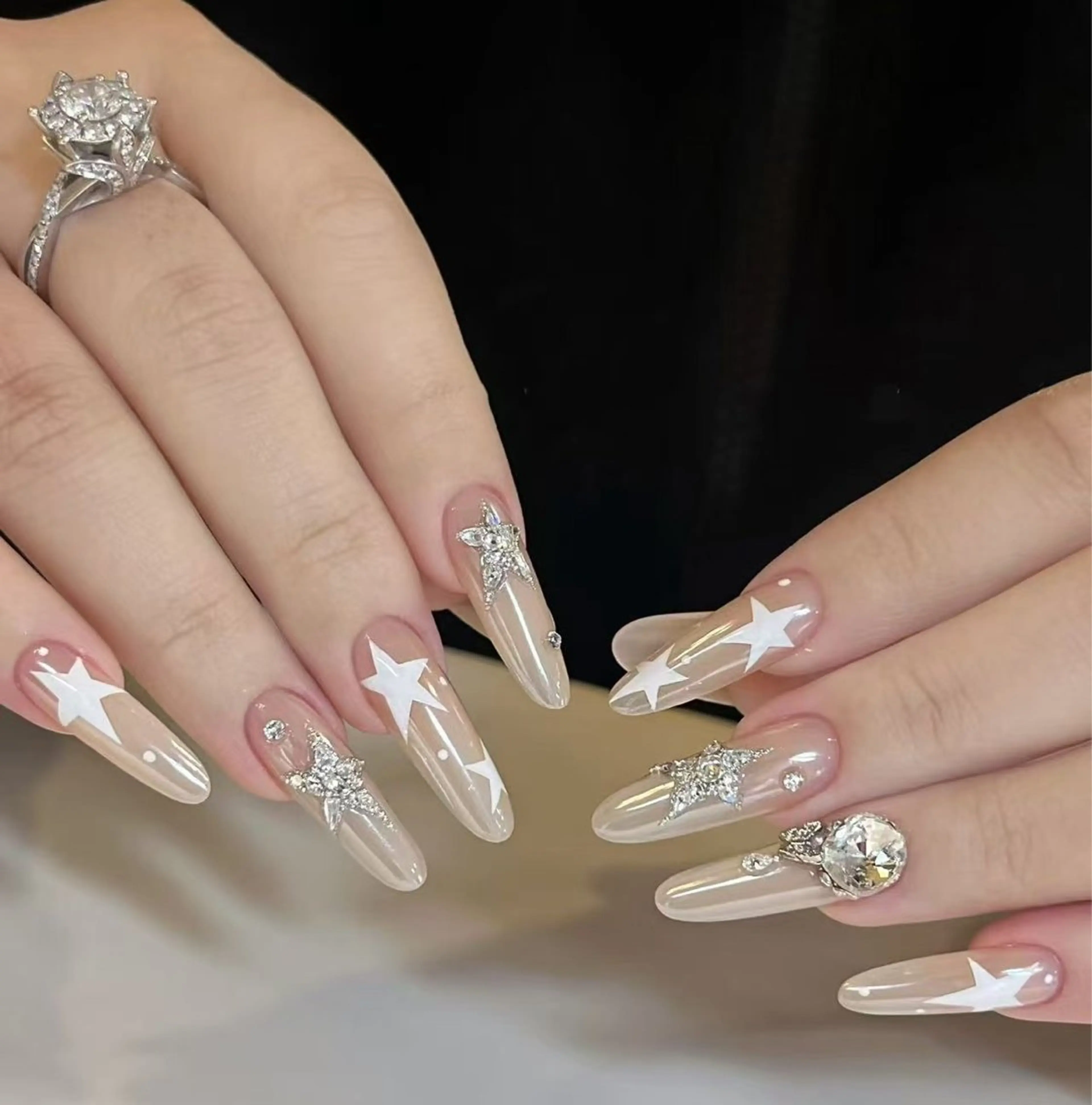 ネイル フラワーネイル フレンチネイル ジェルネイル ガラスフレンチ ハート ハンドネイル BabyYouMi ねねのネイルデザイン