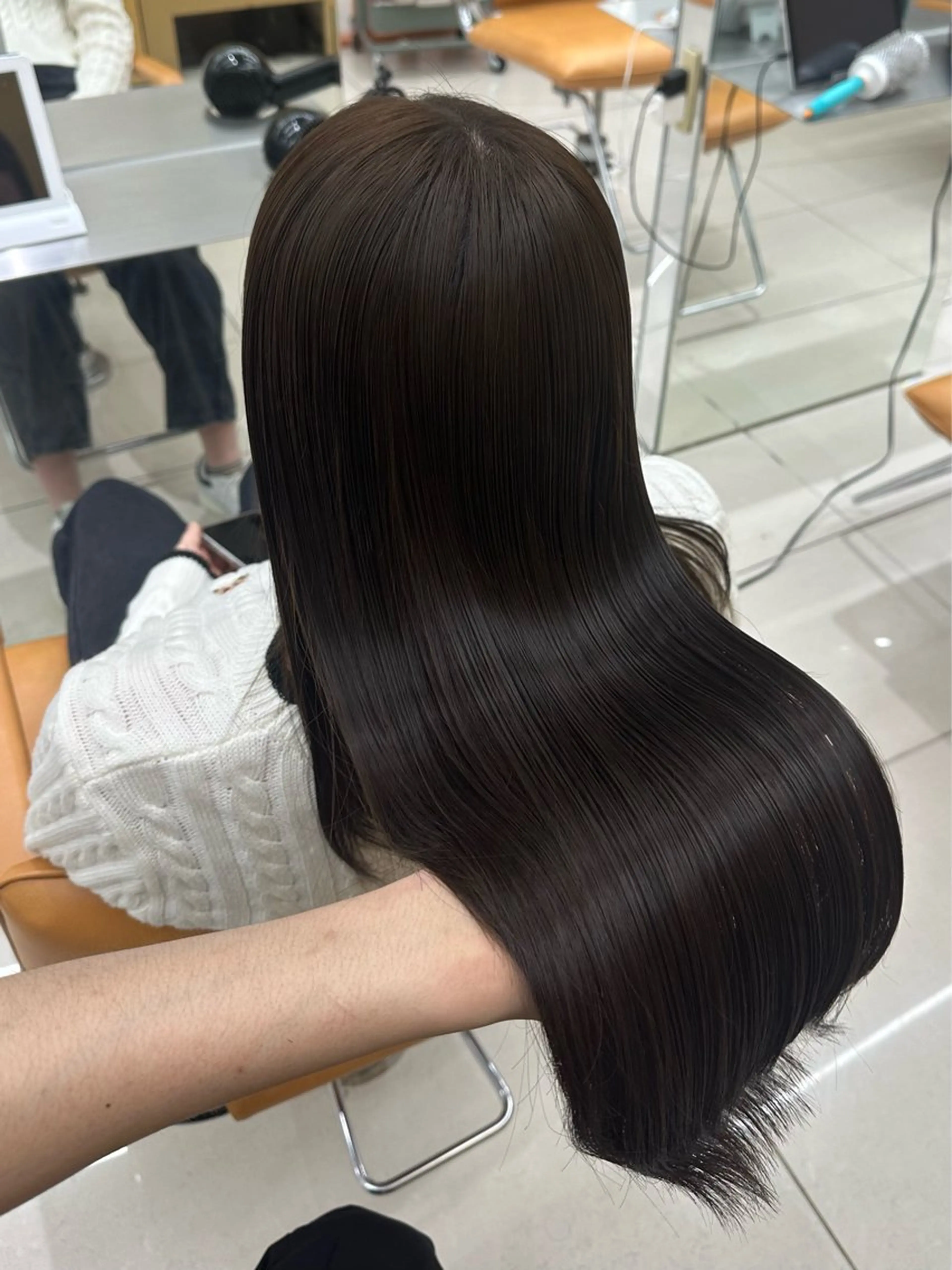 セミロング カラー カット ヘアカラー 髪質改善× ハイライト溝江のヘアスタイル