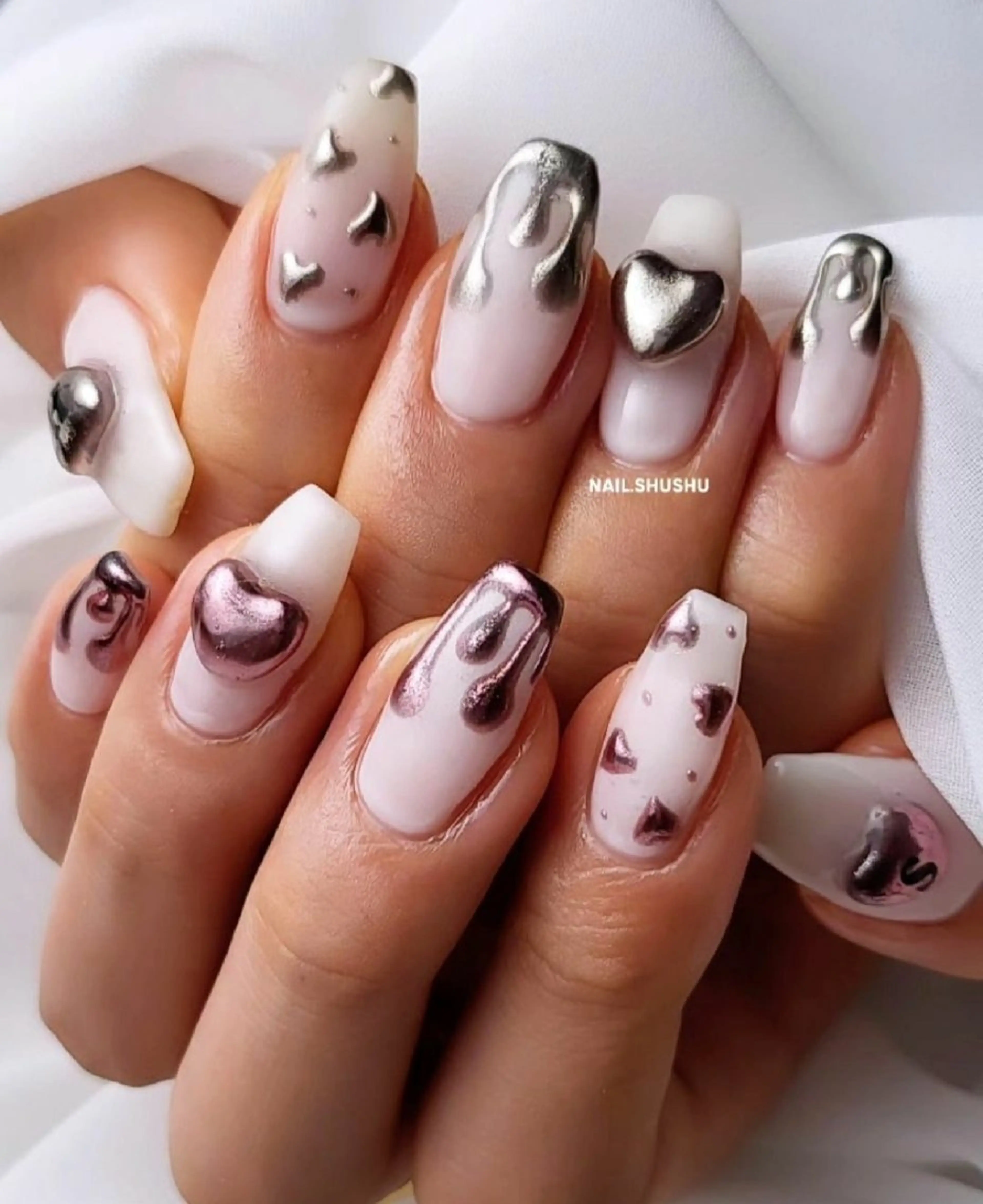 ネイル 持ち込み ニュアンスネイル ワンカラーネイル シンプルネイル 冬ネイル ハンドネイル 3dパーツ/流行り 👧shushu❤️のネイルデザイン