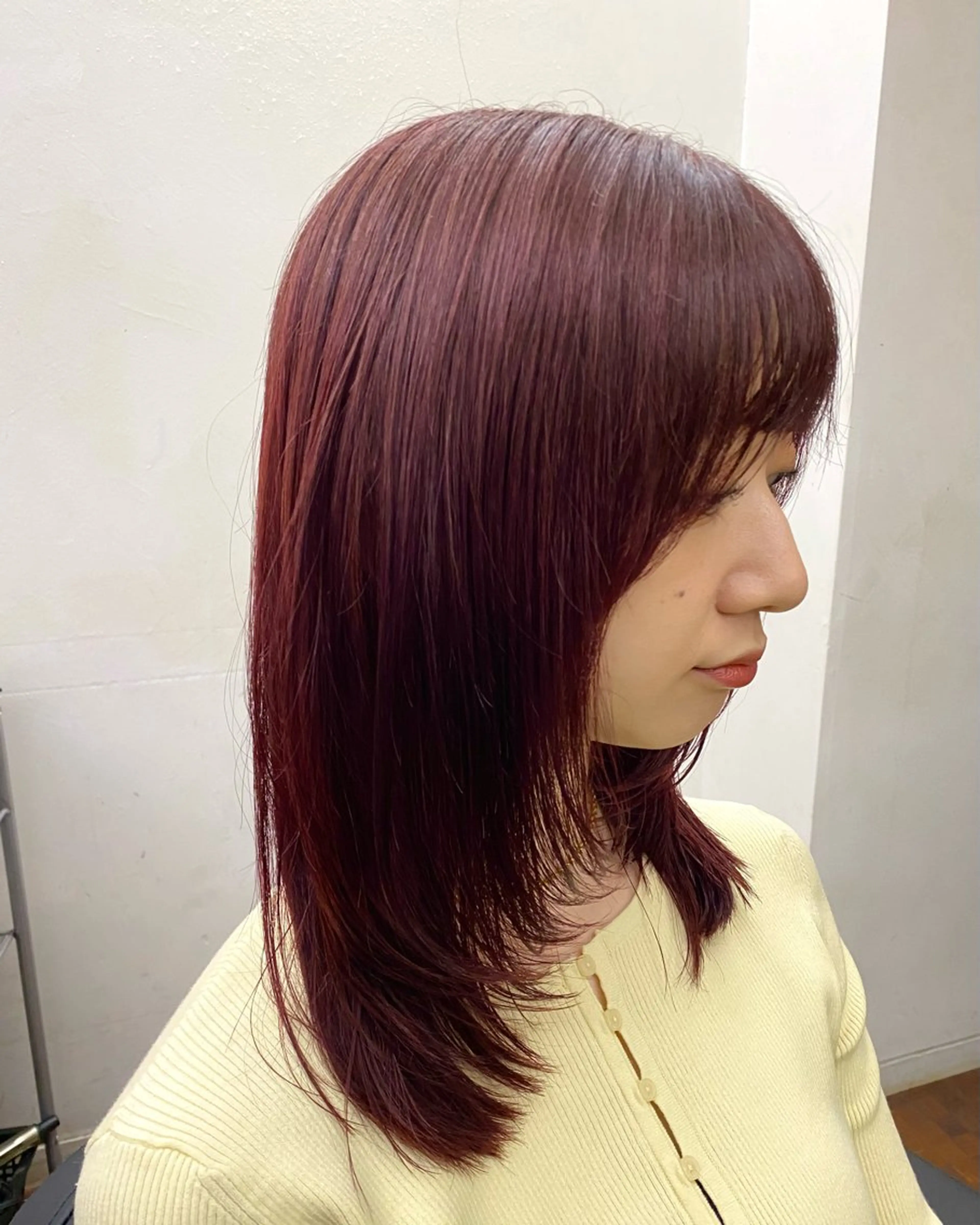 セミロング カラー ボルドーカラー カシス 透明感カラー グレージュ ラベンダーカラー カット ヘアカラー トリートメント Paddle所属・似合わせレイヤー/ レイヤーパーマ/高倉のヘアスタイル