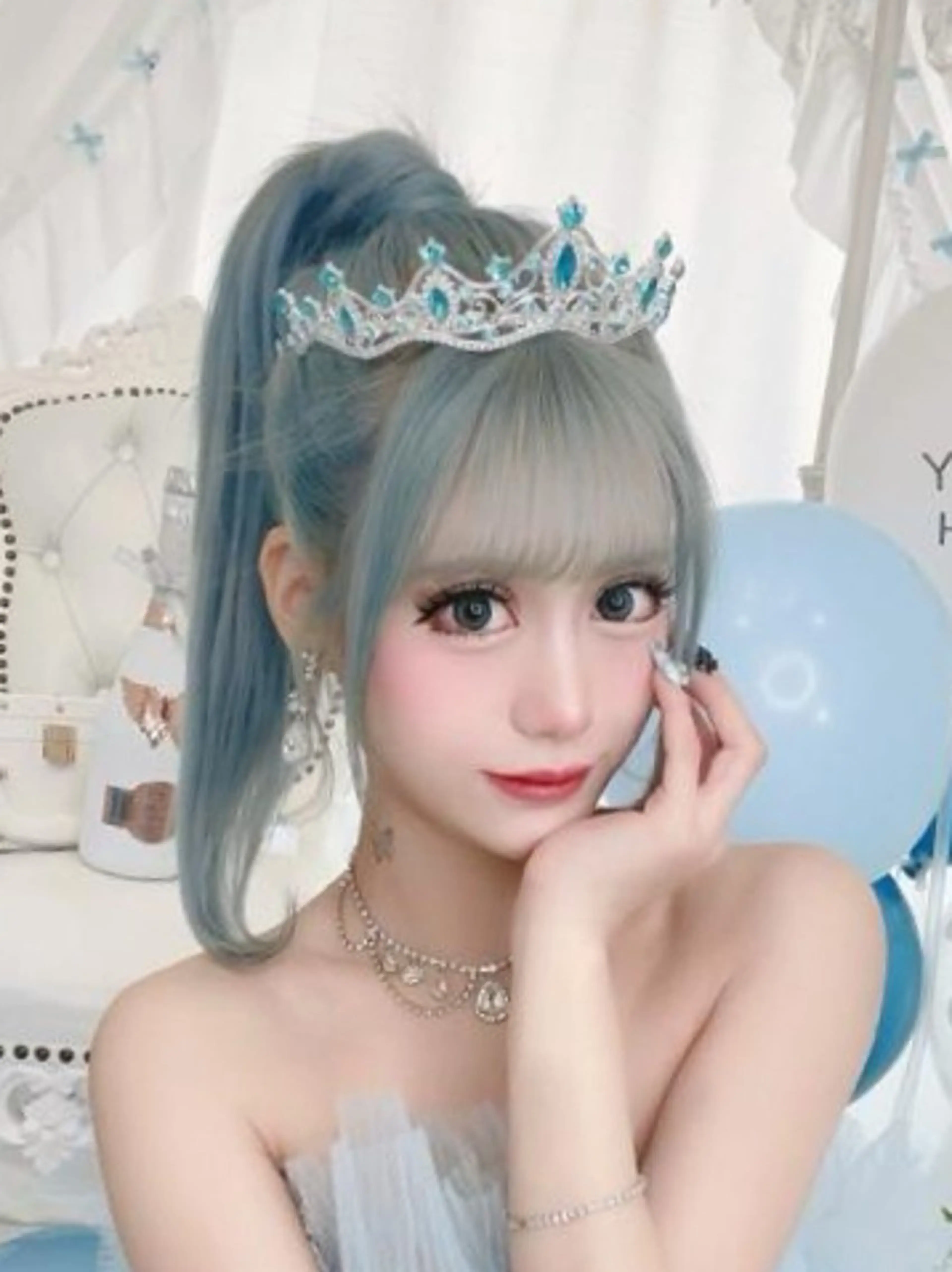 セミロング カラー ヘアアレンジ ブルーカラー ダブルカラー ヘアカラー HIME. ＊*ヒメドットのヘアスタイル