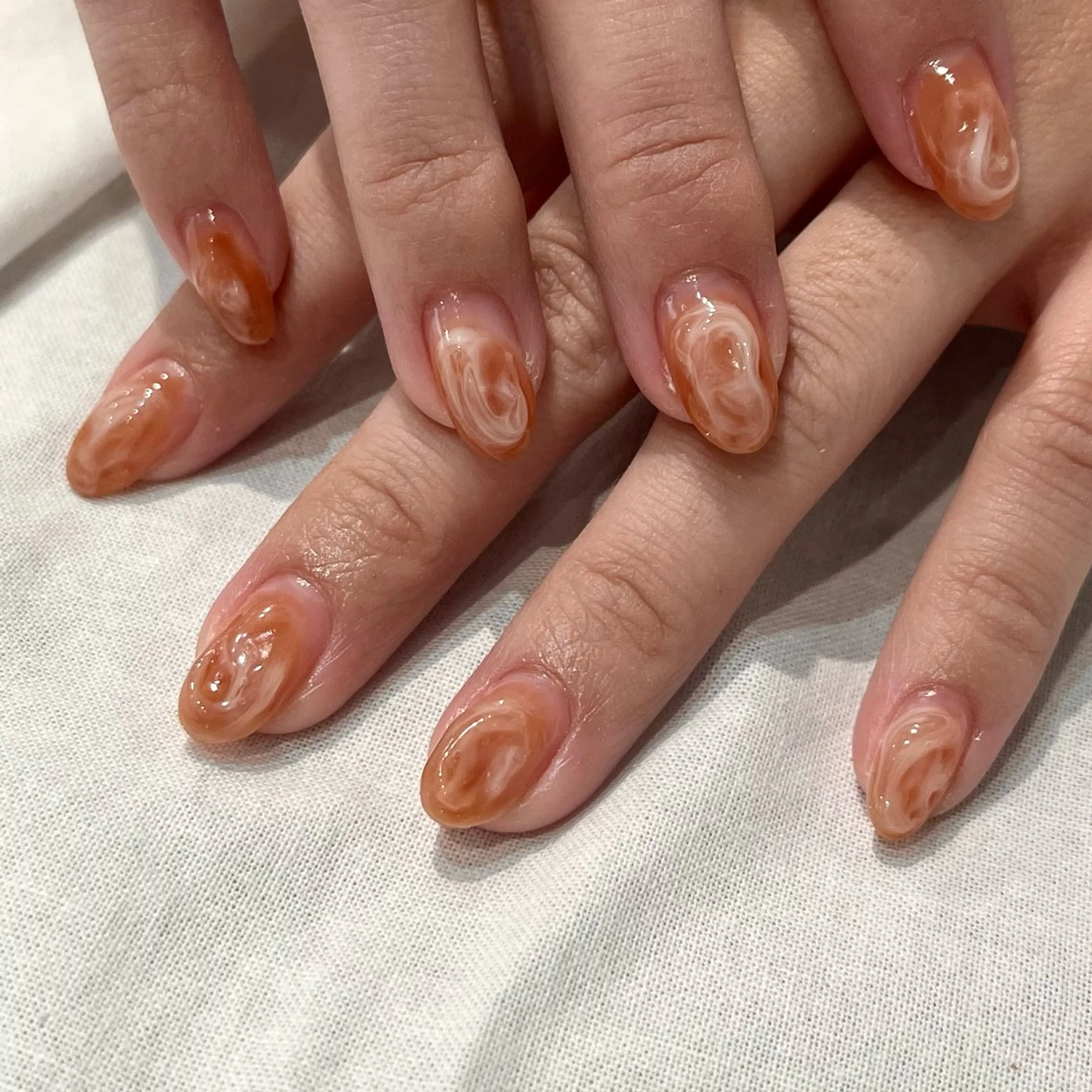 ネイル ブラウン オレンジ nail room Hotori.のネイルデザイン