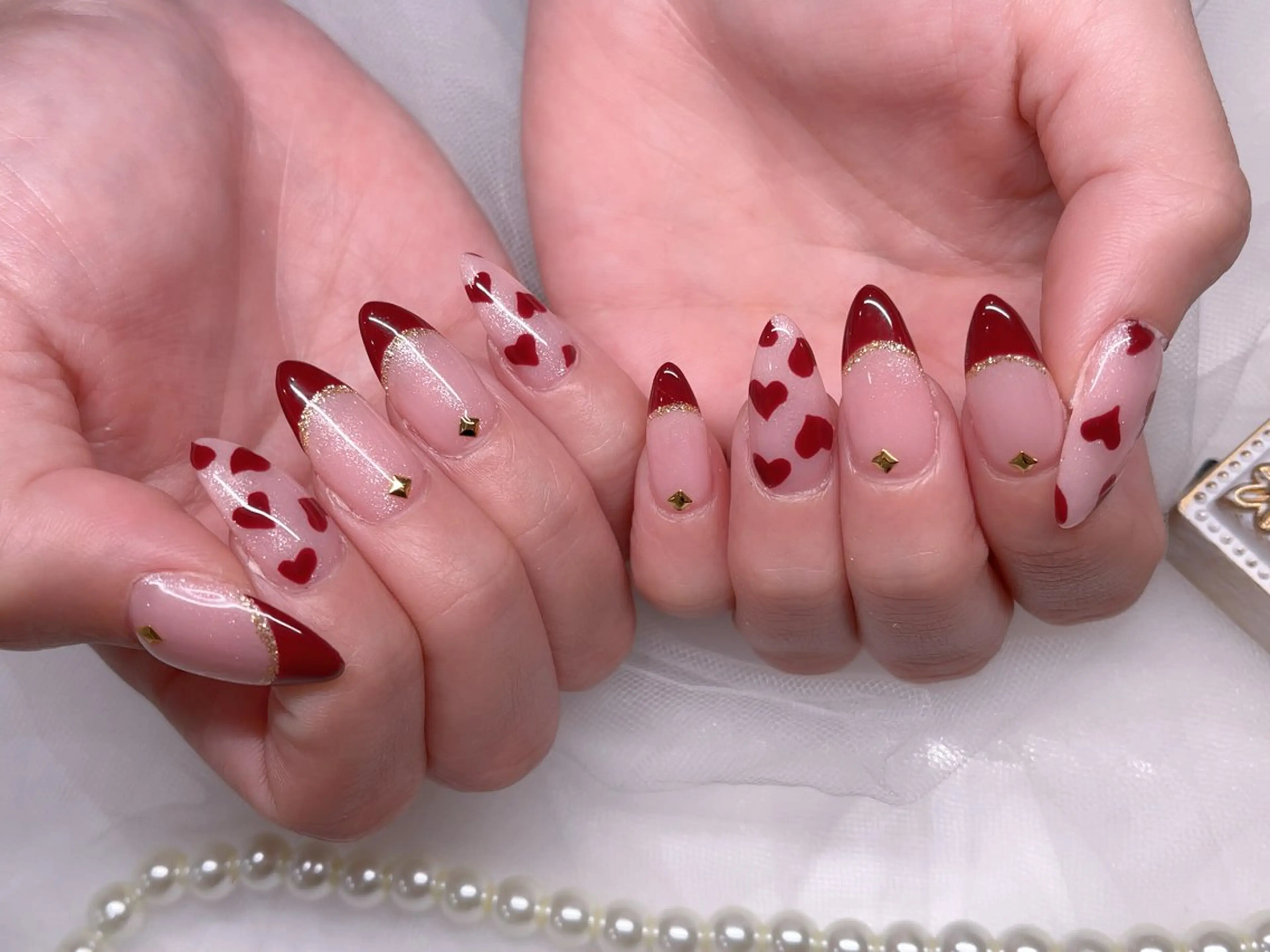 ネイル ハート ハンドネイル 悦田joieange 京橋店のネイルデザイン