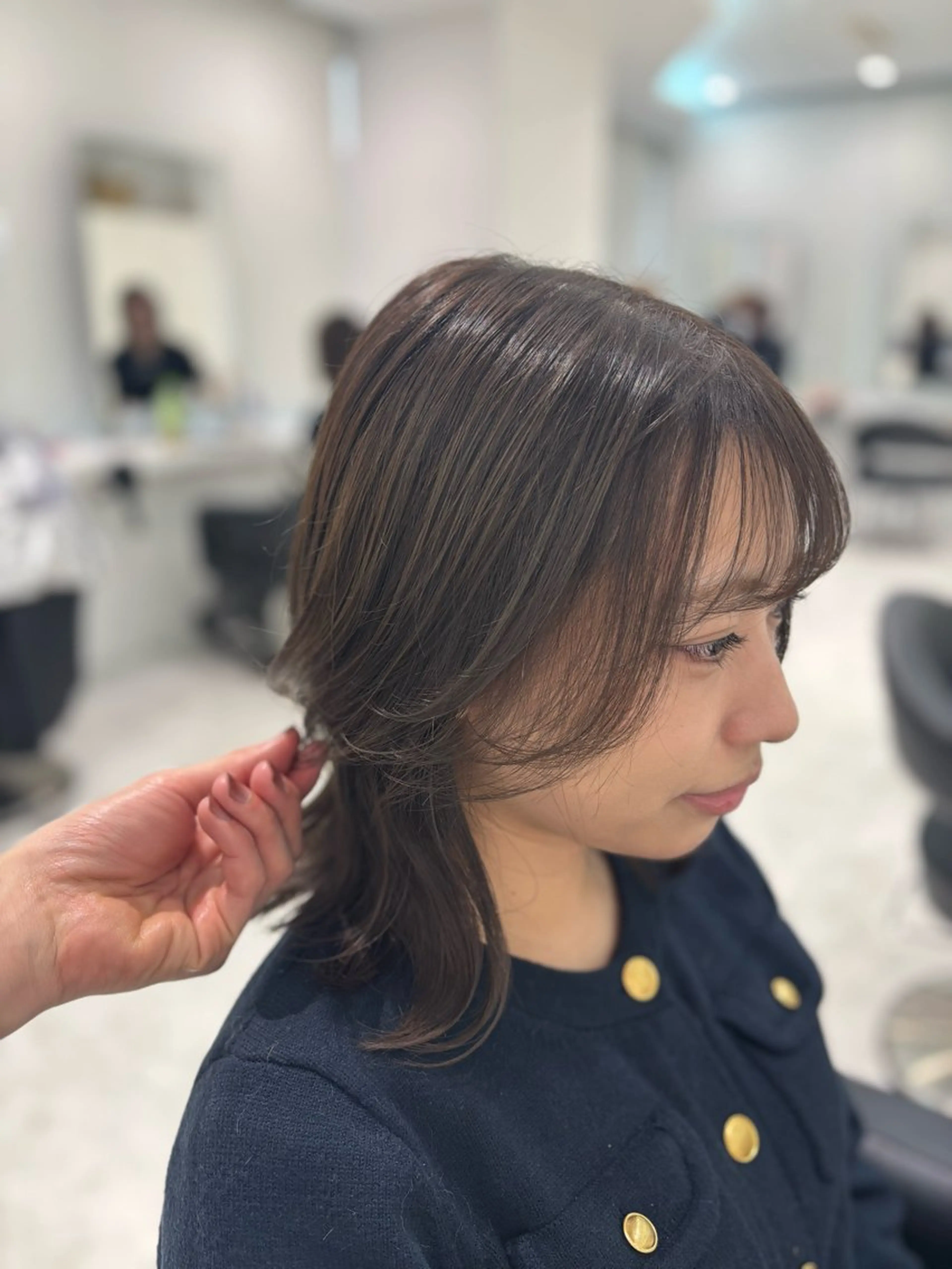 ミディアム カラー ヘアカラー トリートメント ヘッドスパ ヘアセット ブリーチなし透明感 ×縮毛矯正🤍ユウのヘアスタイル