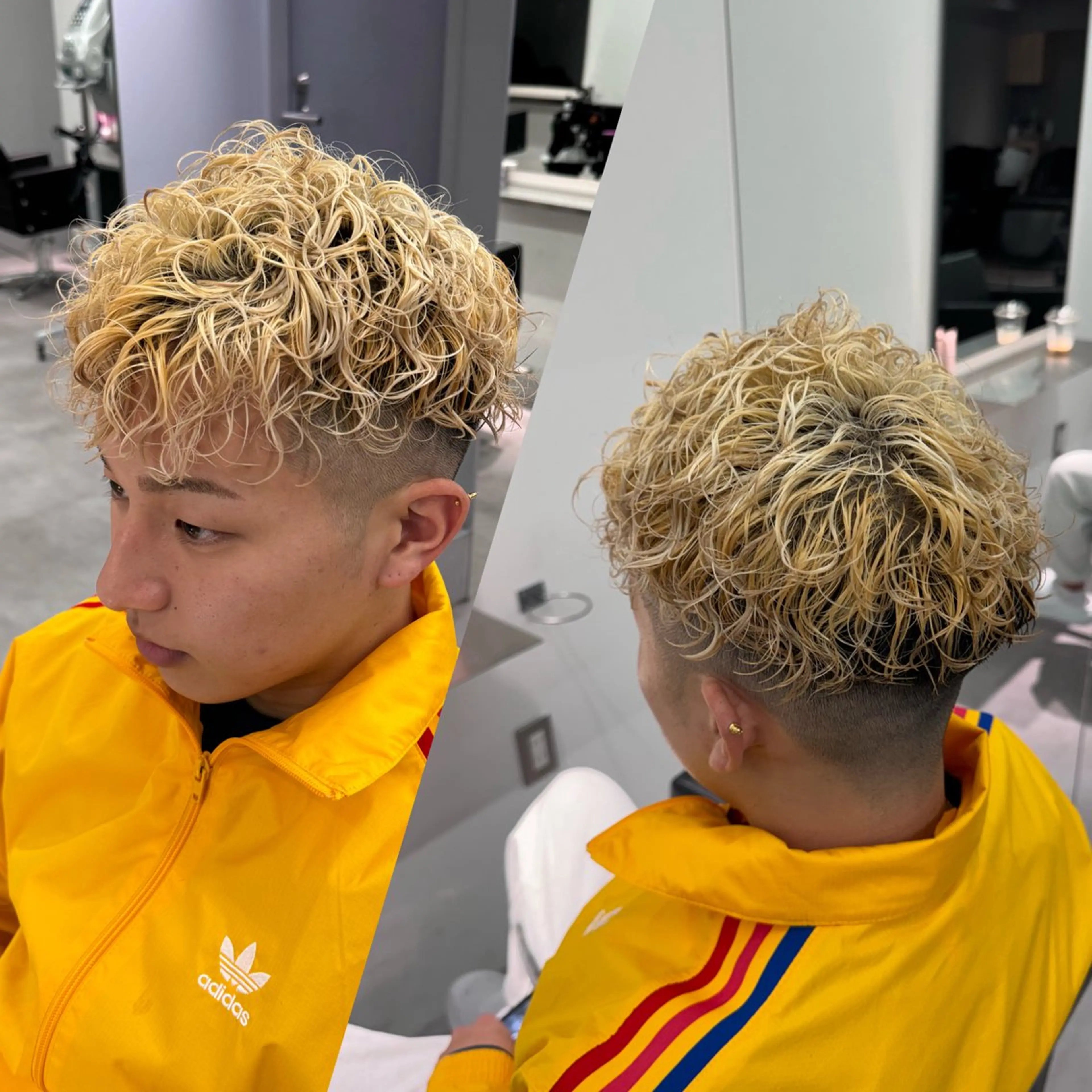 カラー メンズ R/🤎 パーマ&ブリーチ🔥のヘアスタイル