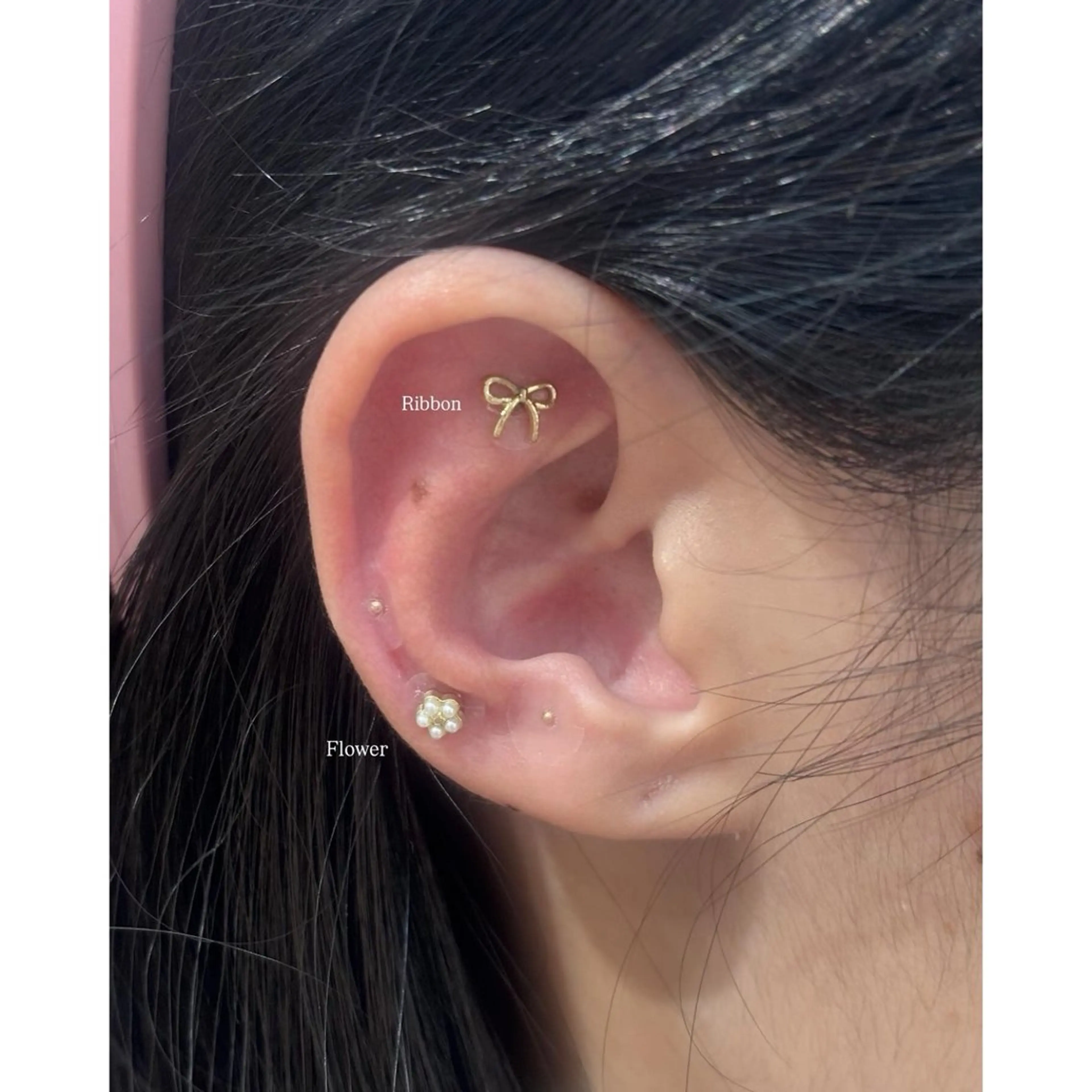 【耳つぼジュエリー】両耳あわせて12粒🌙🎀の写真