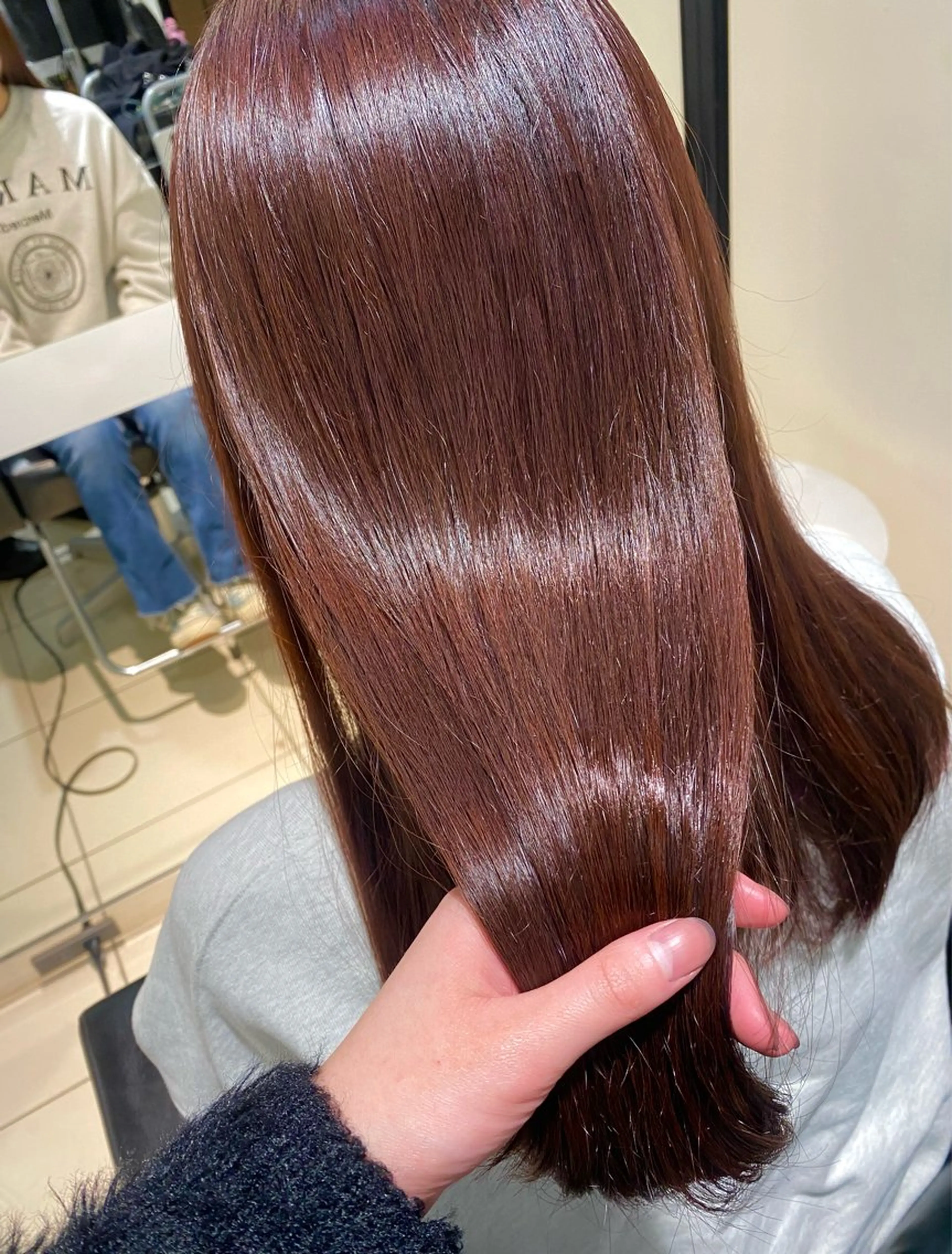 セミロング カラー ブリーチ ブリーチなしカラー ピンクカラー カット ヘアカラー ヘッドスパ グレージュ/透明感/ 韓国ヘア/RISAのヘアスタイル