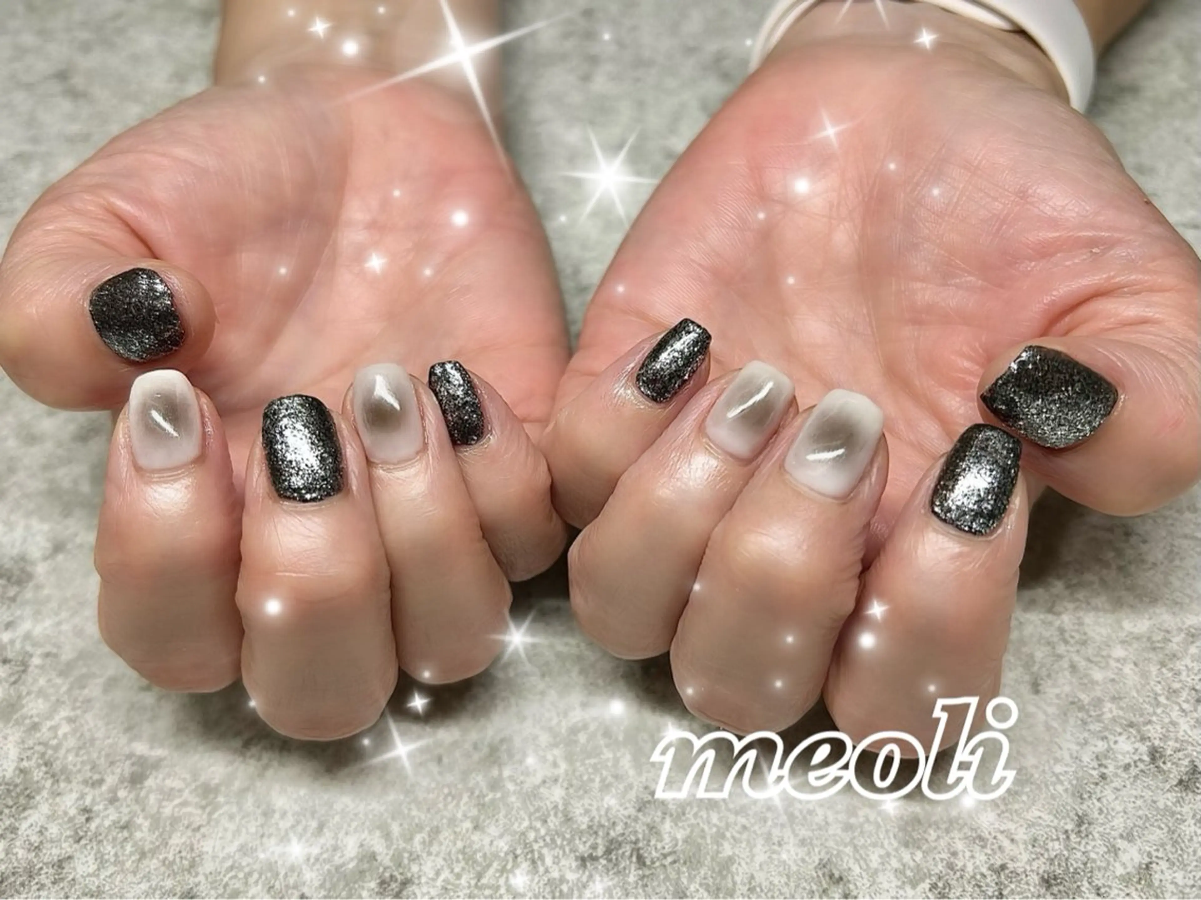 ネイル チークネイル ラメ(グリッター) ハンドネイル nail salon meoli　アヤのネイルデザイン