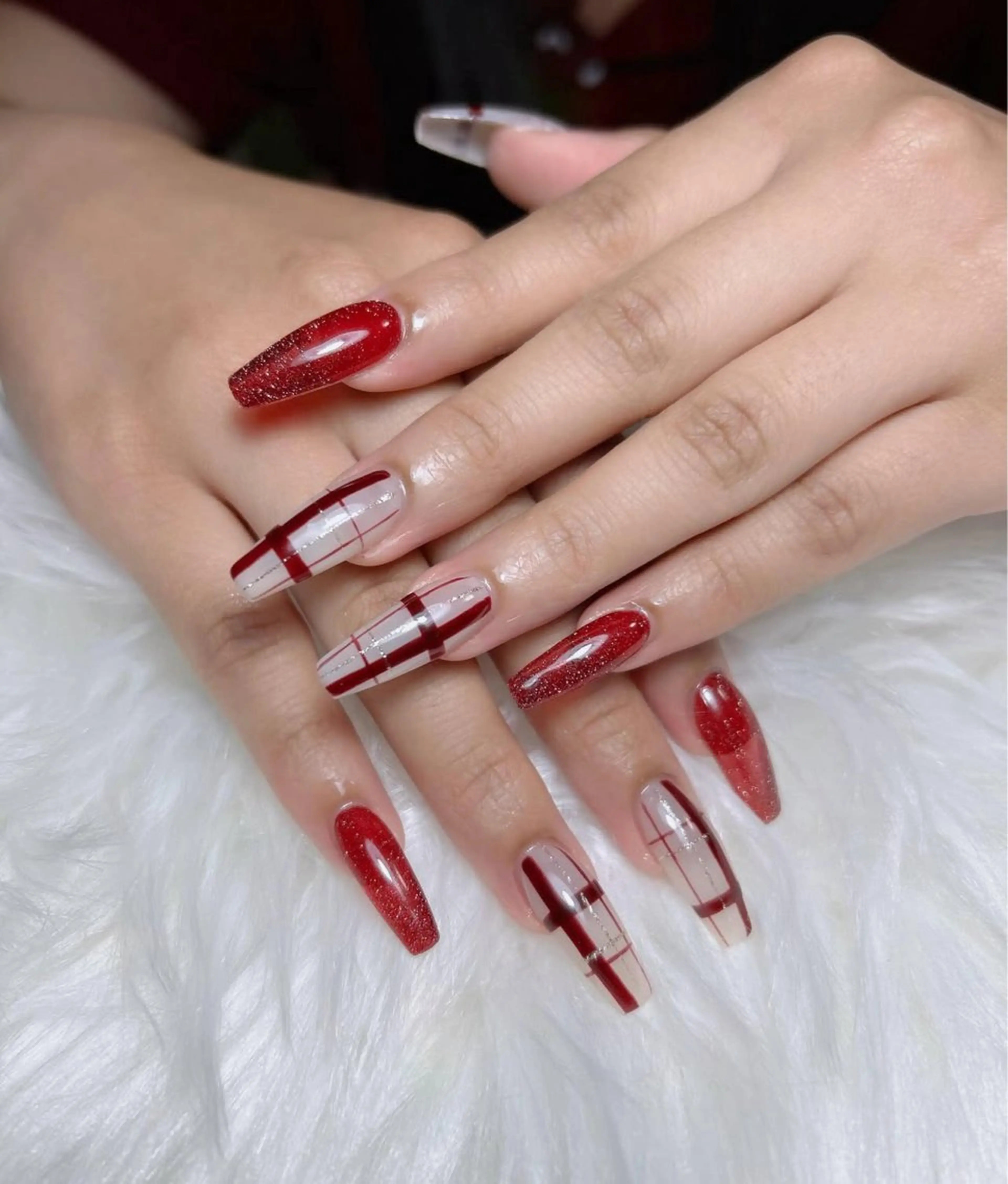 ネイル フレンチネイル 韓国ネイル ロングネイル マグネットネイル ネイルチップ ハンドネイル Lee _nailのネイルデザイン