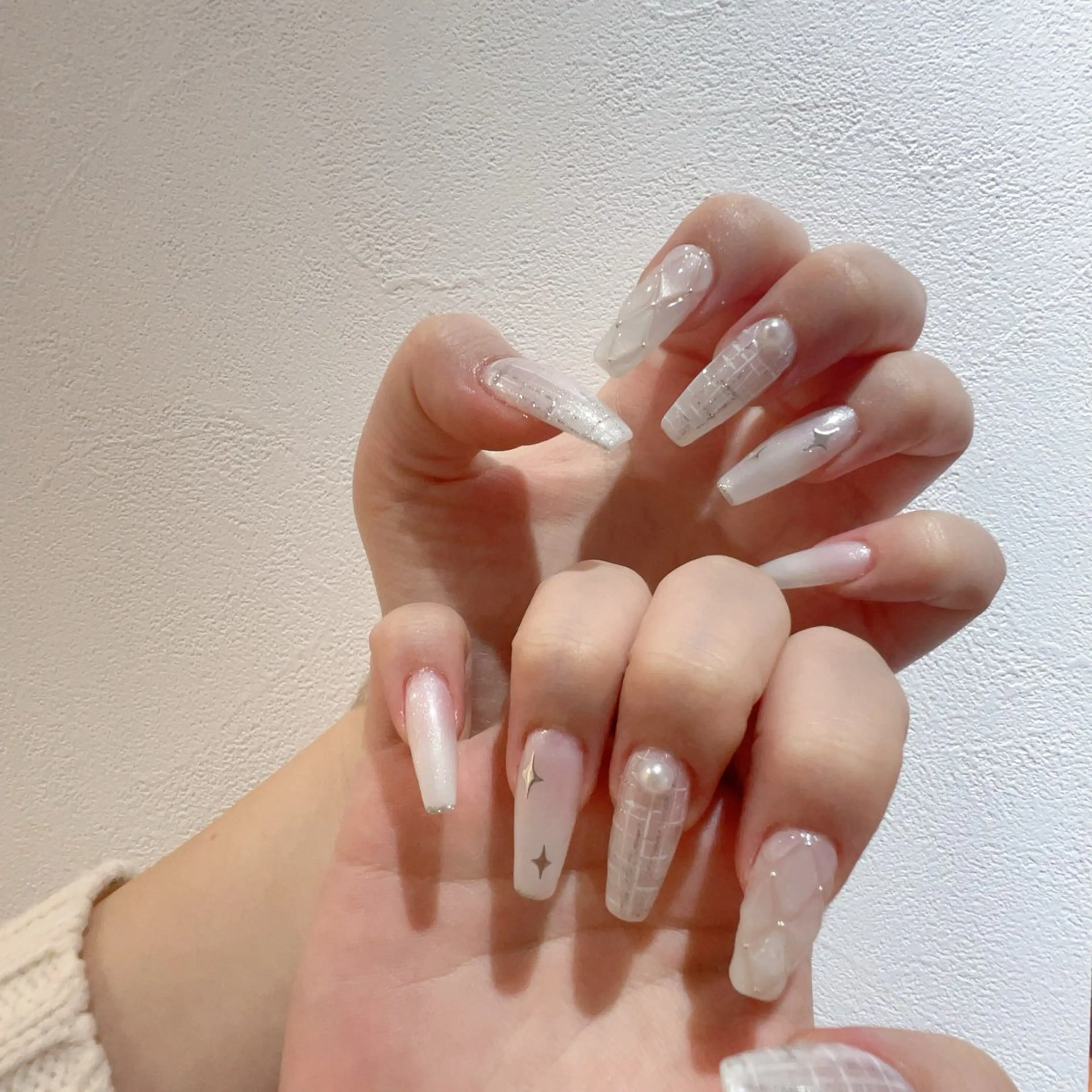 ネイル アートネイル フラッシュネイル フレンチネイル ジェルネイル ガラスフレンチ You&Me Yukiのネイルデザイン