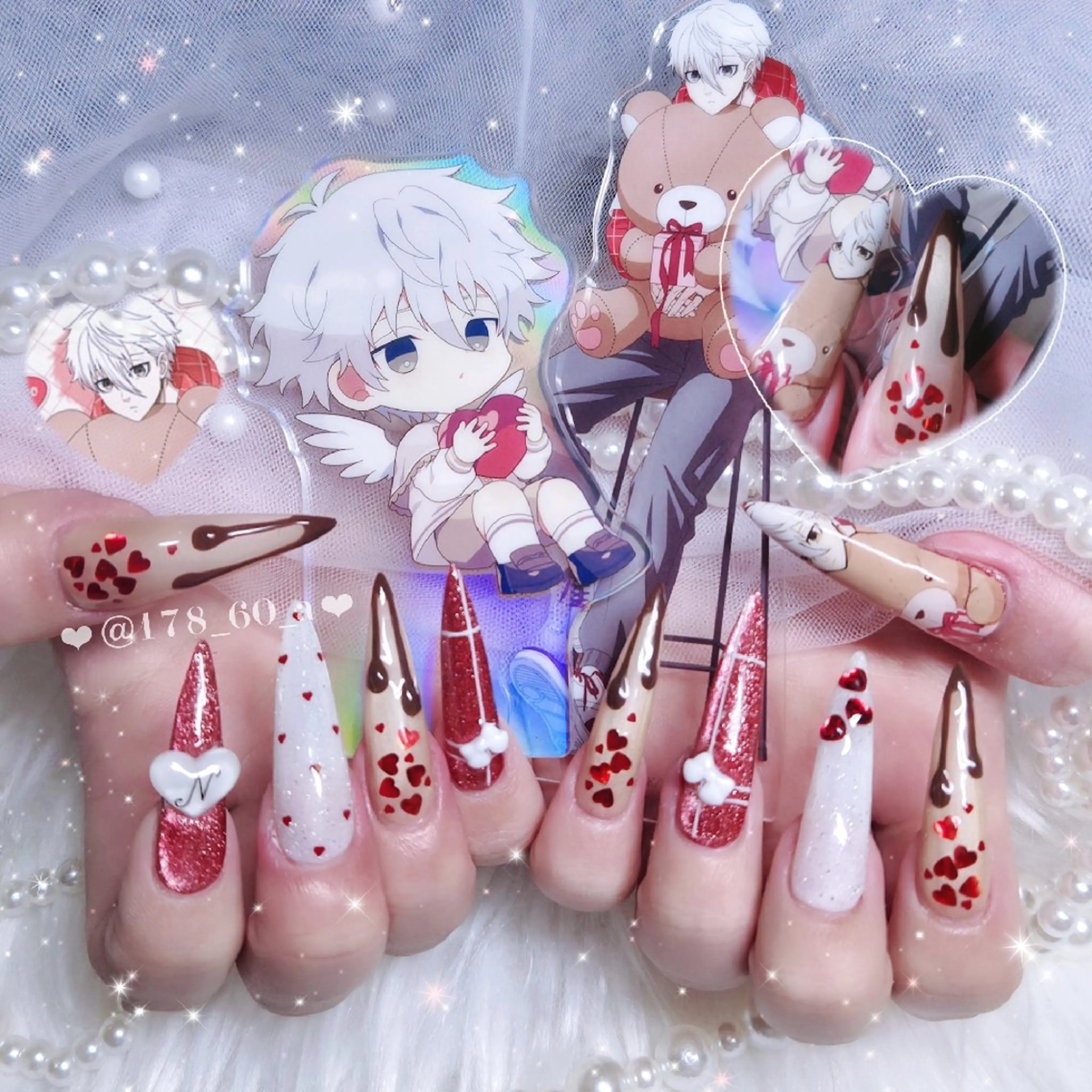 ネイル ガーリー グラデーション ラメ(グリッター) ラメグラデーション スカルプネイル ハンドネイル HAPPINAS れん┊痛ネイル&3Dのネイルデザイン