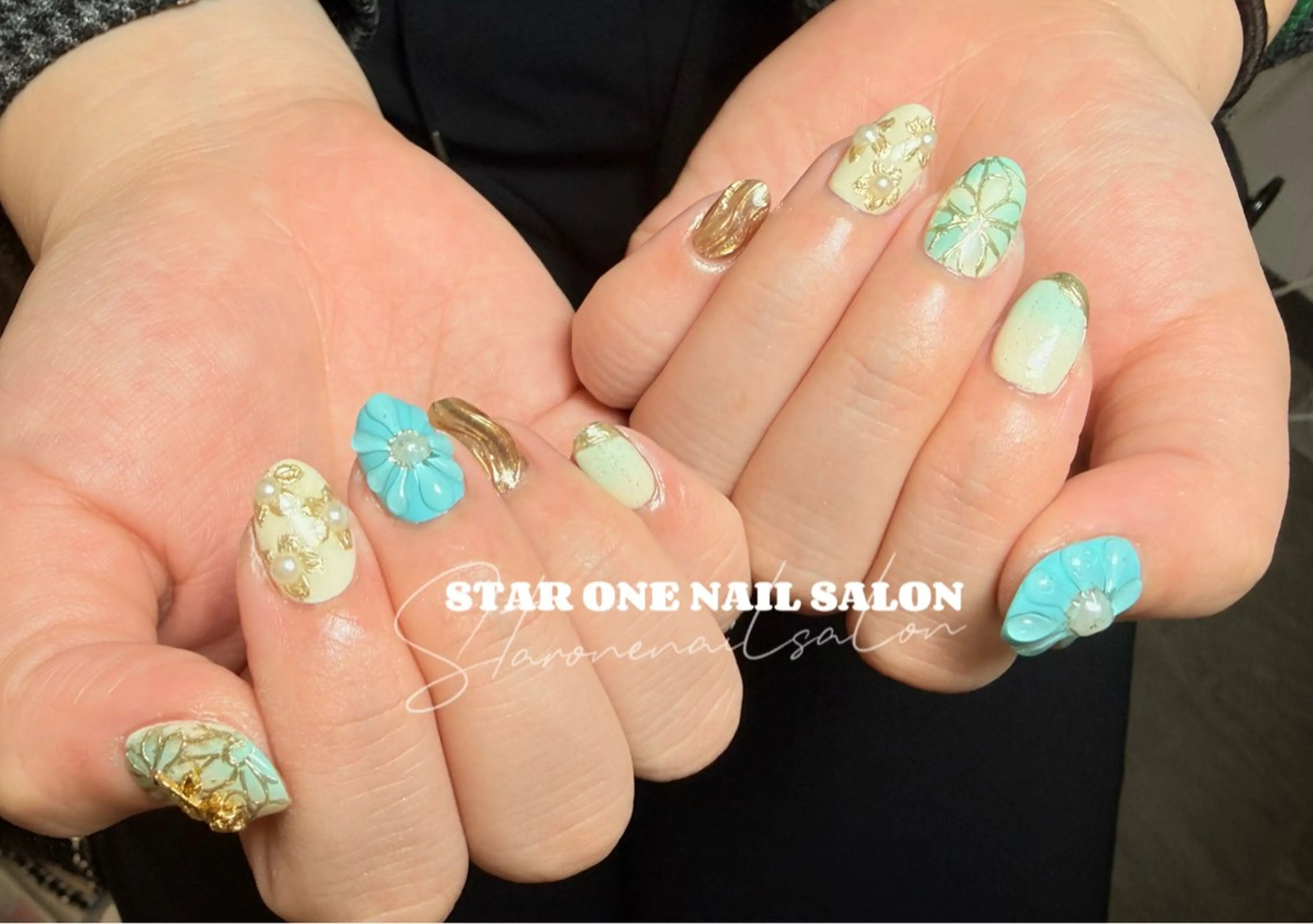 ネイル 卒業式 ハンドネイル 星 あみのネイルデザイン