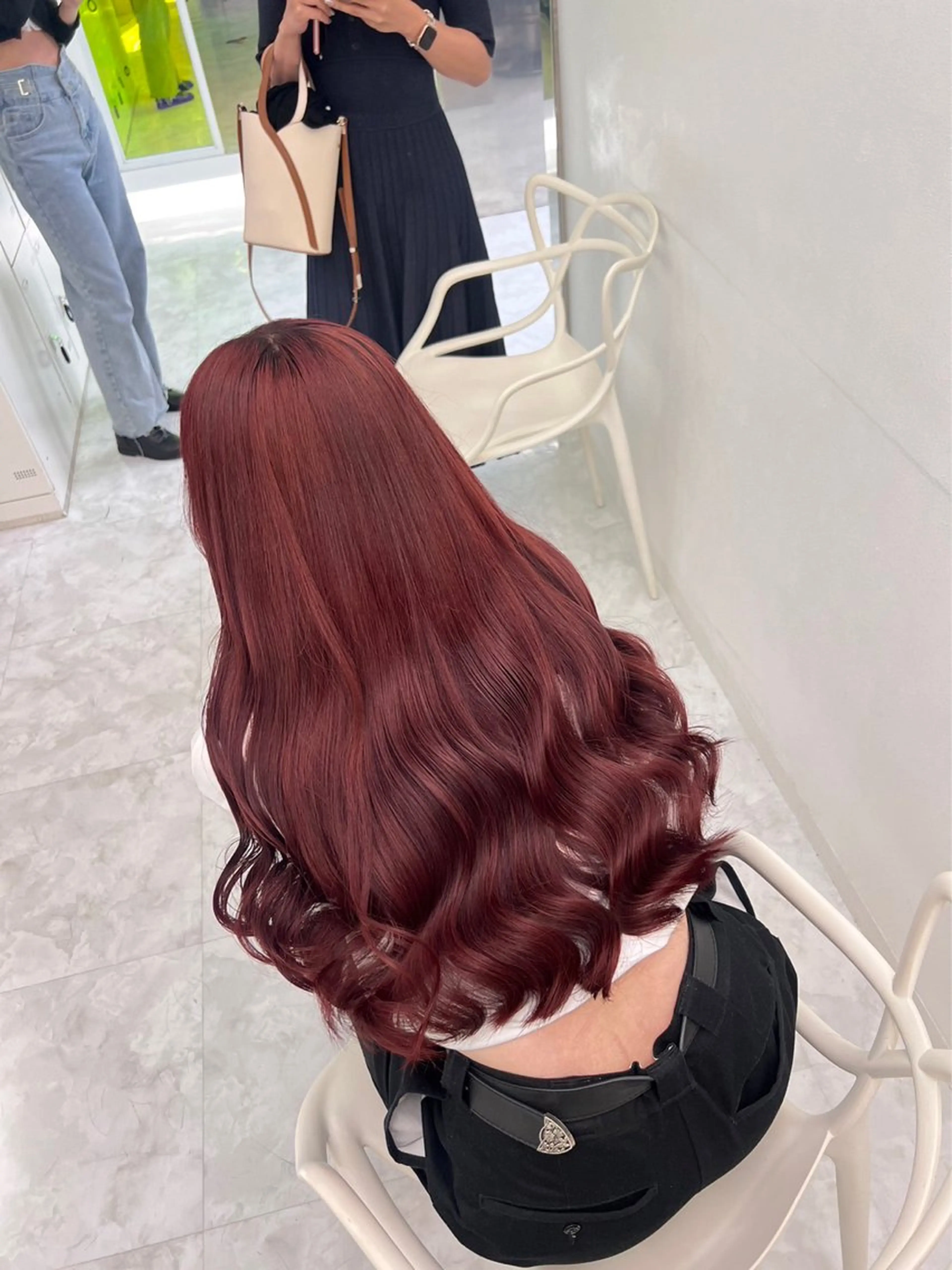 ロング カラー ブリーチ ダブルカラー レッドカラー 髪質改善 トリートメント ❣️ブリーチなし暖色 ayu❣️のヘアスタイル