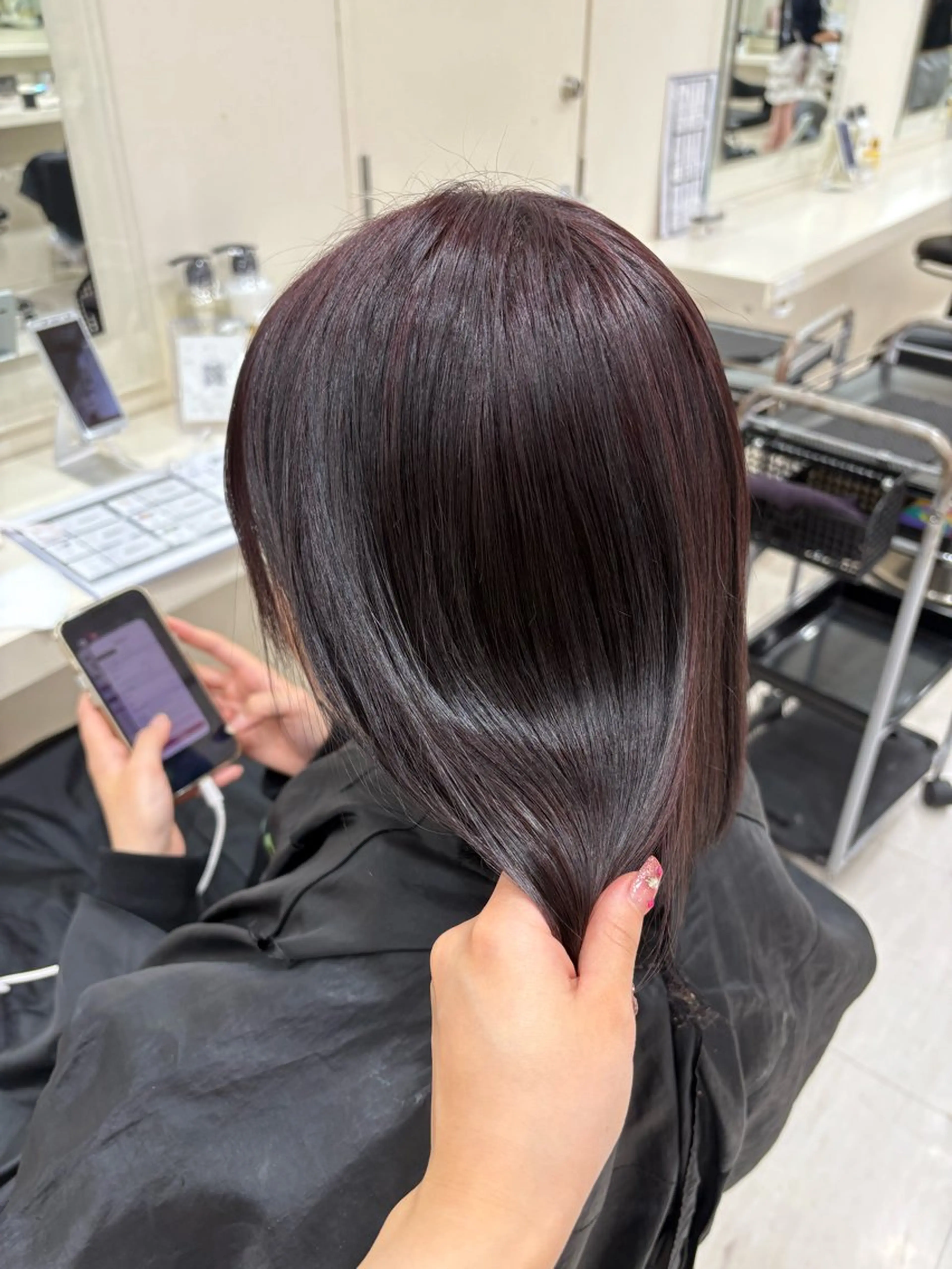 ミディアム カラー ヘアアレンジ ヘアカラー 💟RINNA 艶カラー💟のヘアスタイル