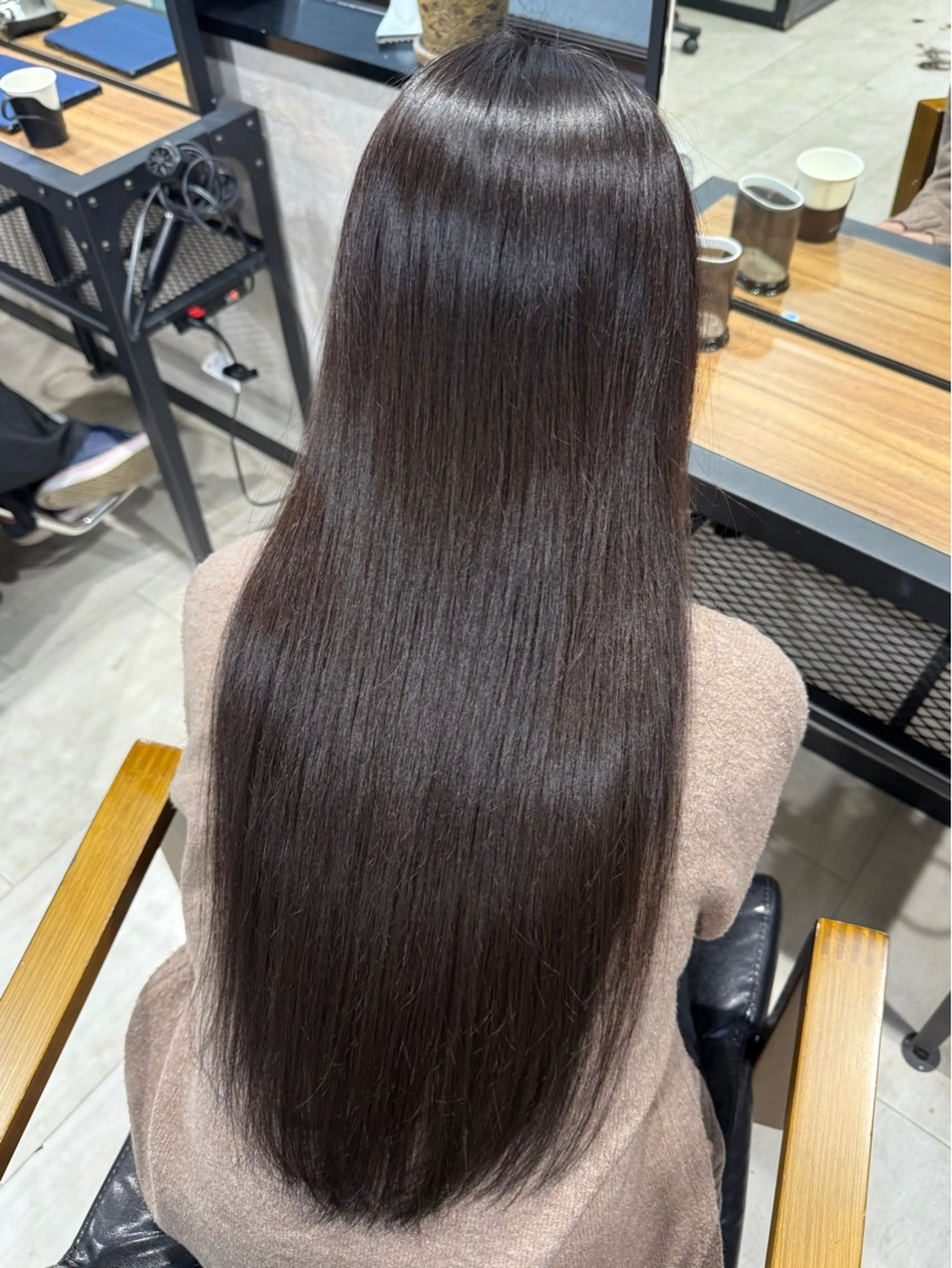 ロング カラー グレージュ ヘアカラー 韓国ヘア りんのヘアスタイル