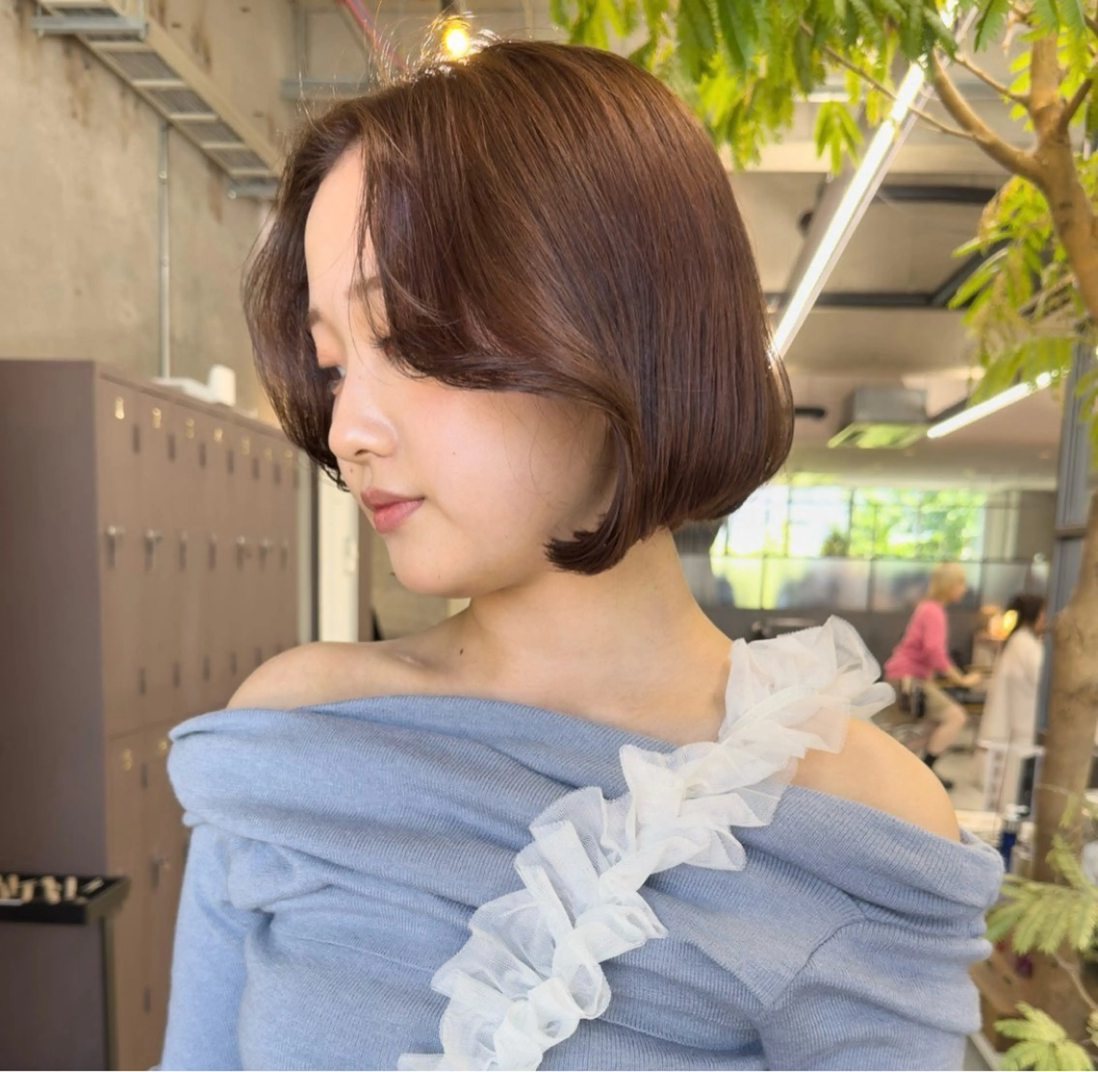 ミディアム カラー ブラウンカラー 韓国風ヘア 森田遥奈/透明感カラ ー/似合わせカットのヘアスタイル