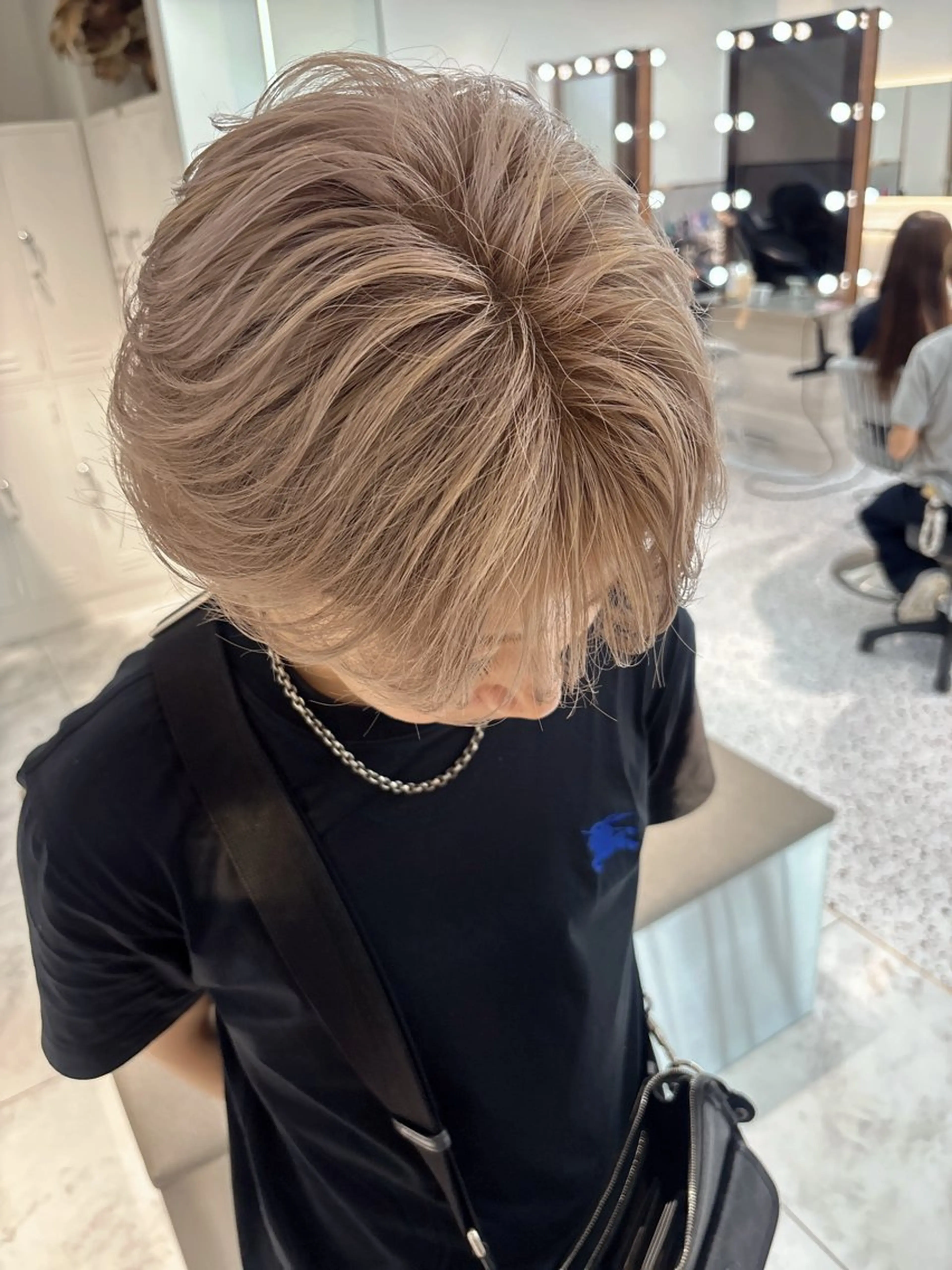 ミディアム ヘアカラー rina／ベージュ ワンホン/韓国ヘアのヘアスタイル