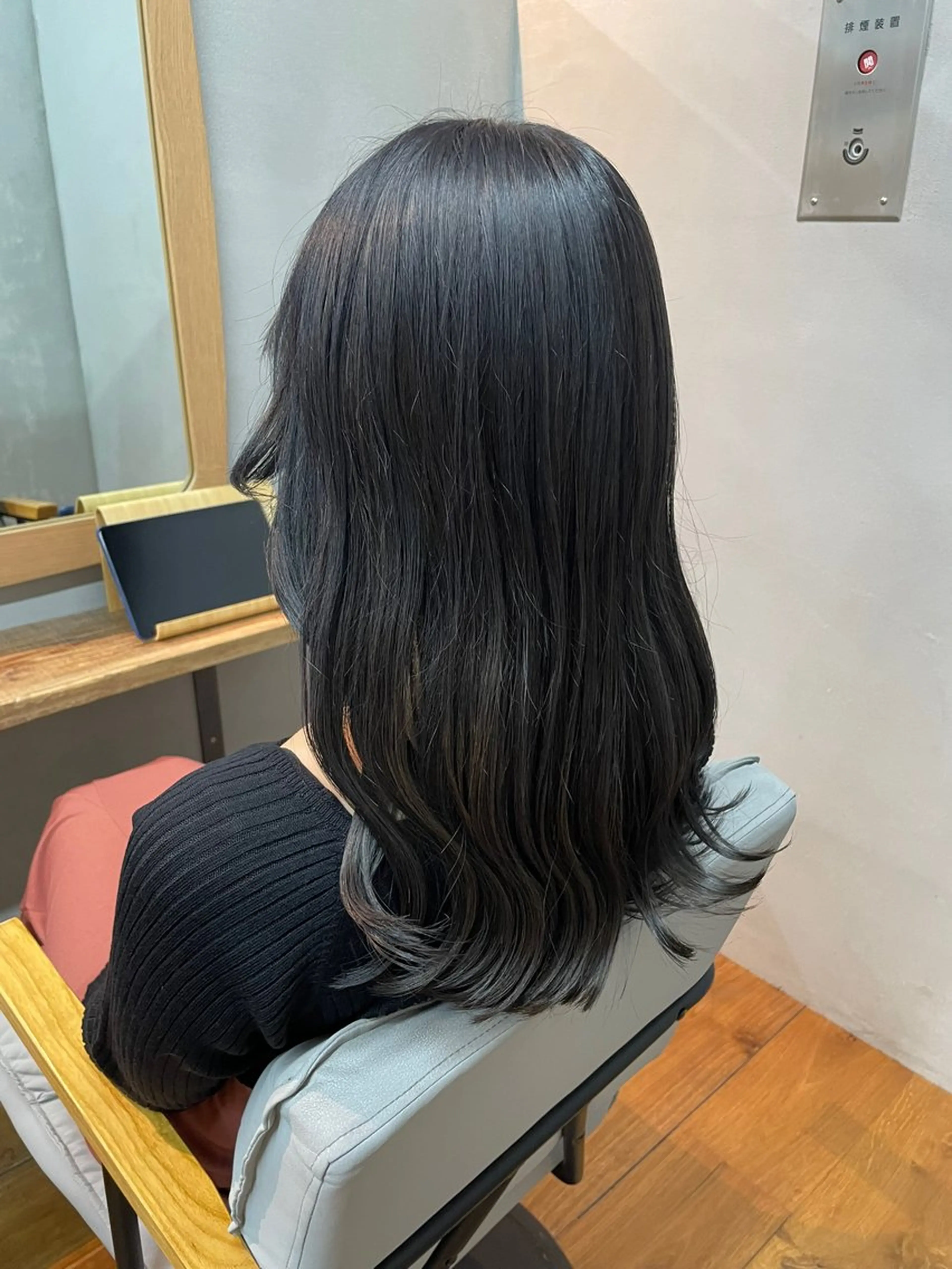 セミロング カラー 黒髪 ブルーカラー ブルーブラック カット ヘアカラー 女性リピ90%🍨 🩷佐藤みずきのヘアスタイル