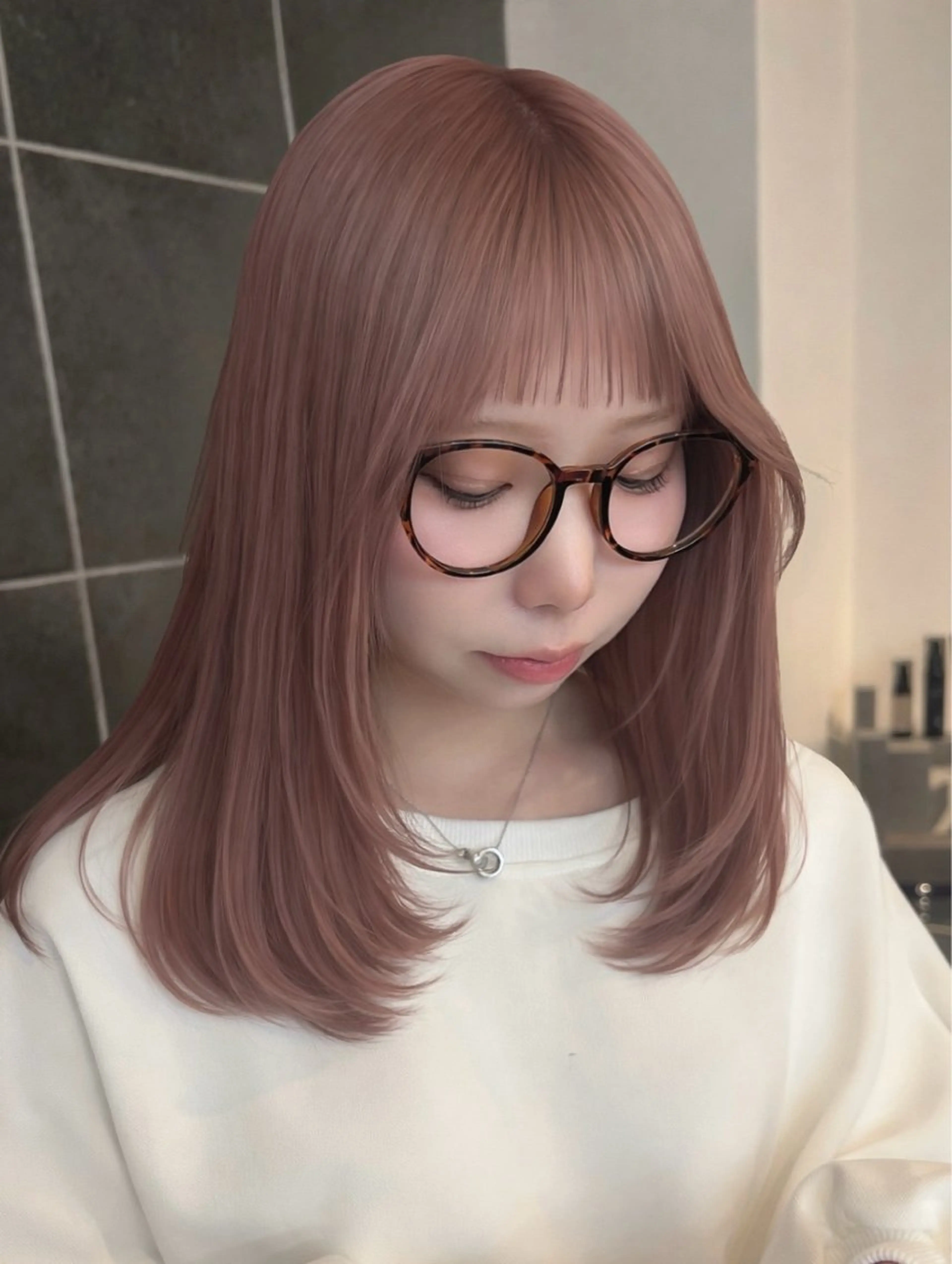 セミロング ふうか 心斎橋美容室のヘアスタイル