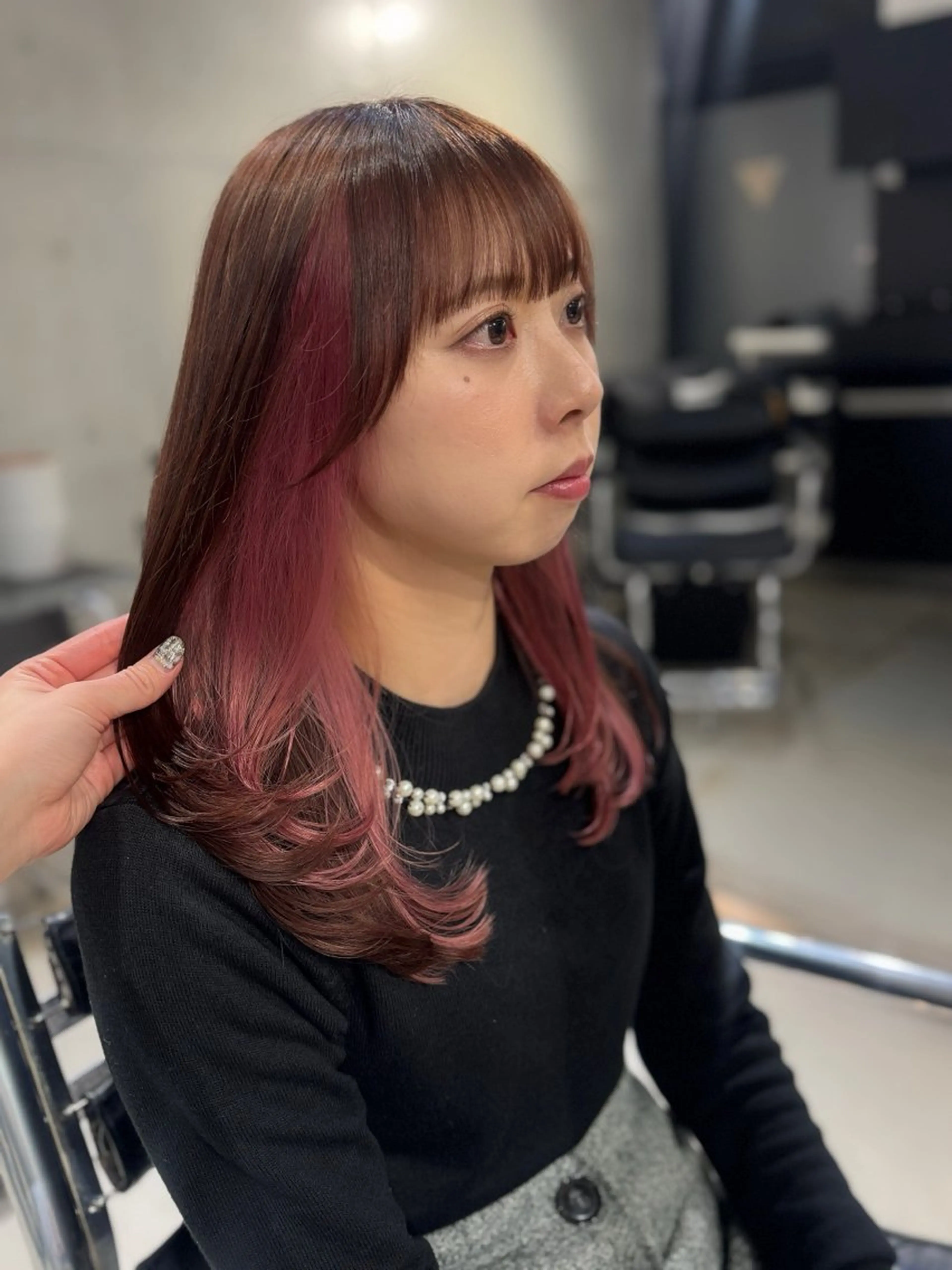 ロング カラー パーマ ヘアアレンジ カット ヘアカラー 透明感/オリーブ/ グレージュ/YUKAのヘアスタイル