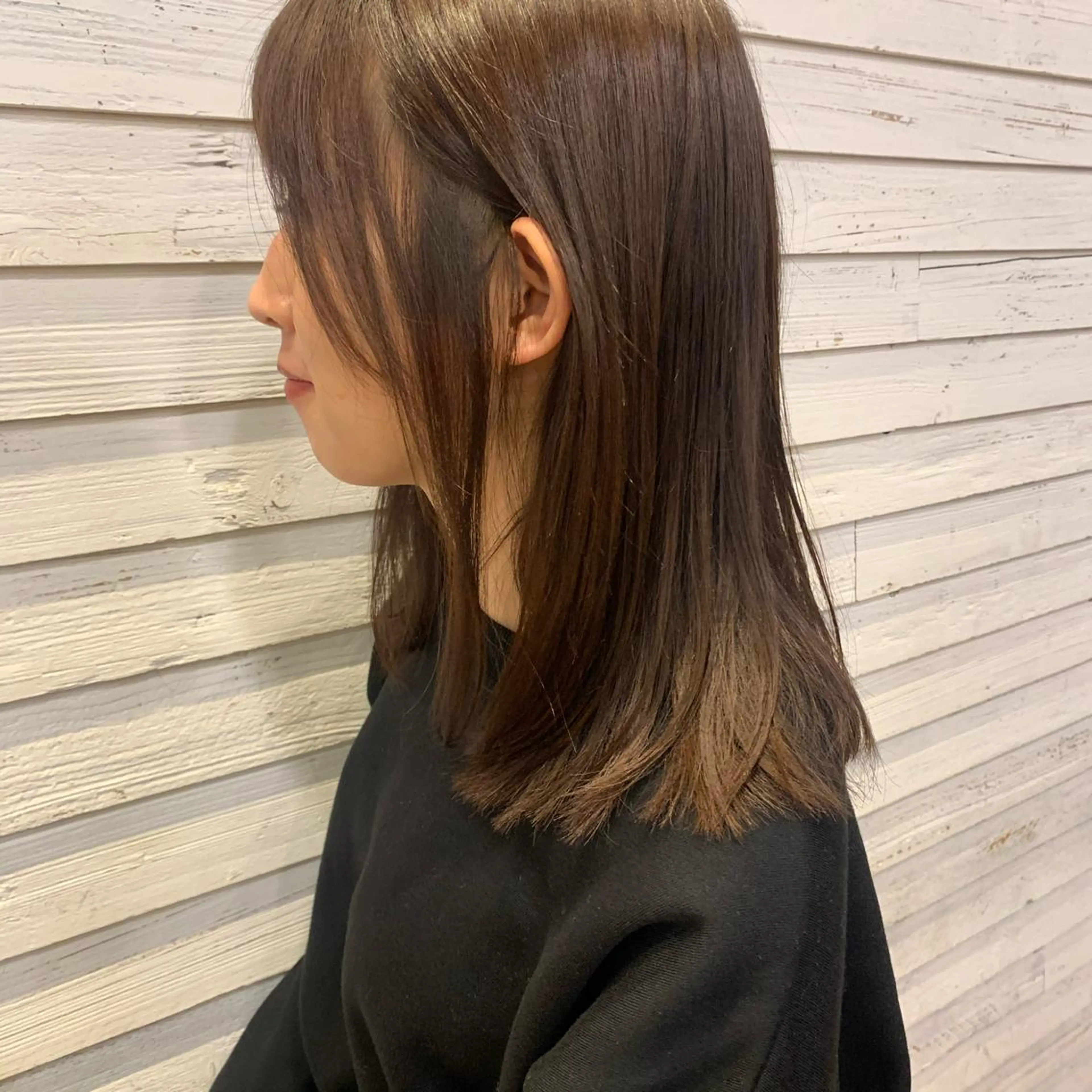 ミディアム カラー アッシュ ベージュカラー 透明感カラー トリートメント カット ヘアカラー トリートメント 🌱小顔ヘア/ボブ ミディアム/双葉🌱のヘアスタイル