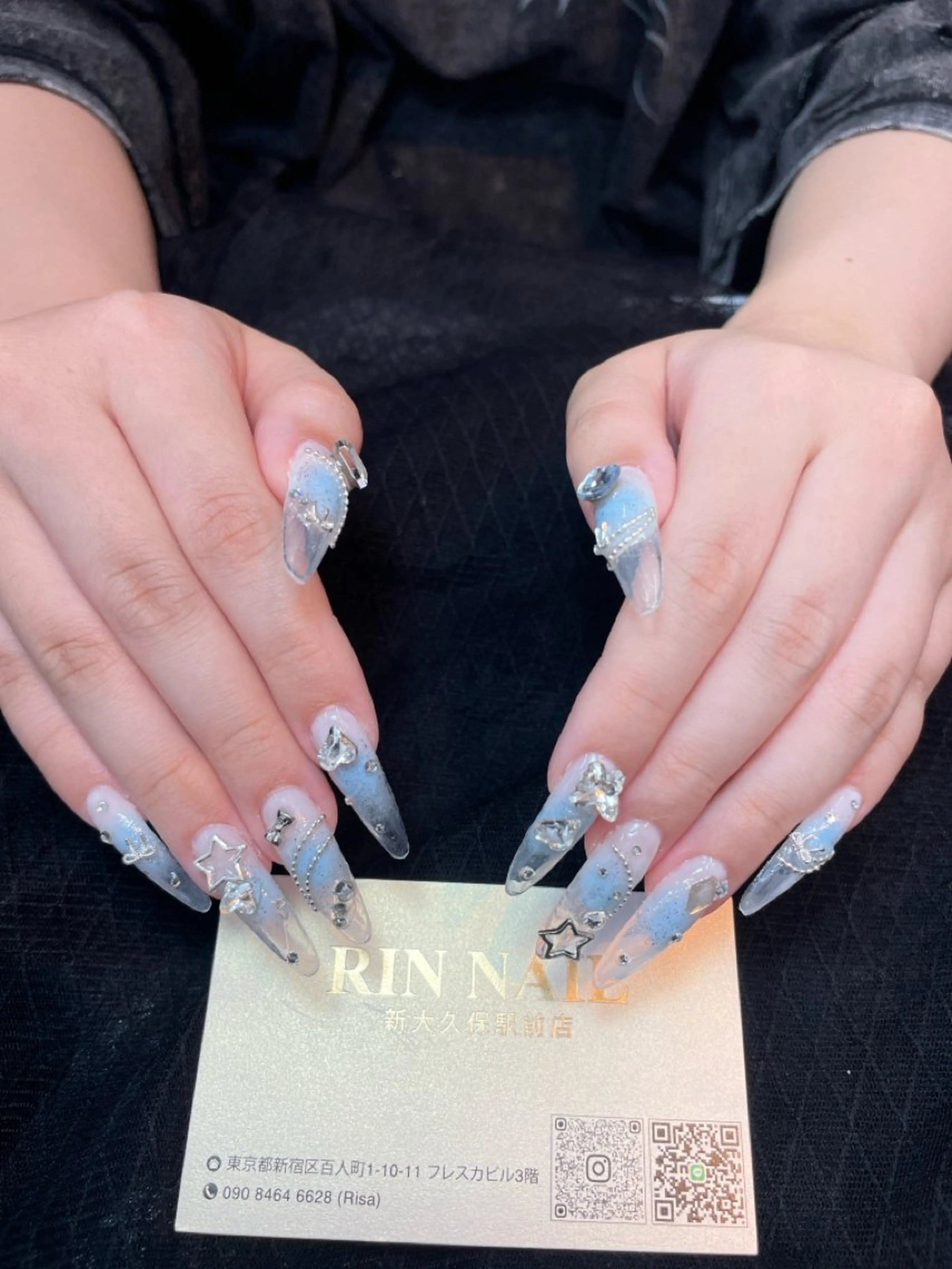 ネイル アートネイル 長さ出し ガーリー 韓国ネイル 持ち込み Rin Nail 新大久保店のネイルデザイン