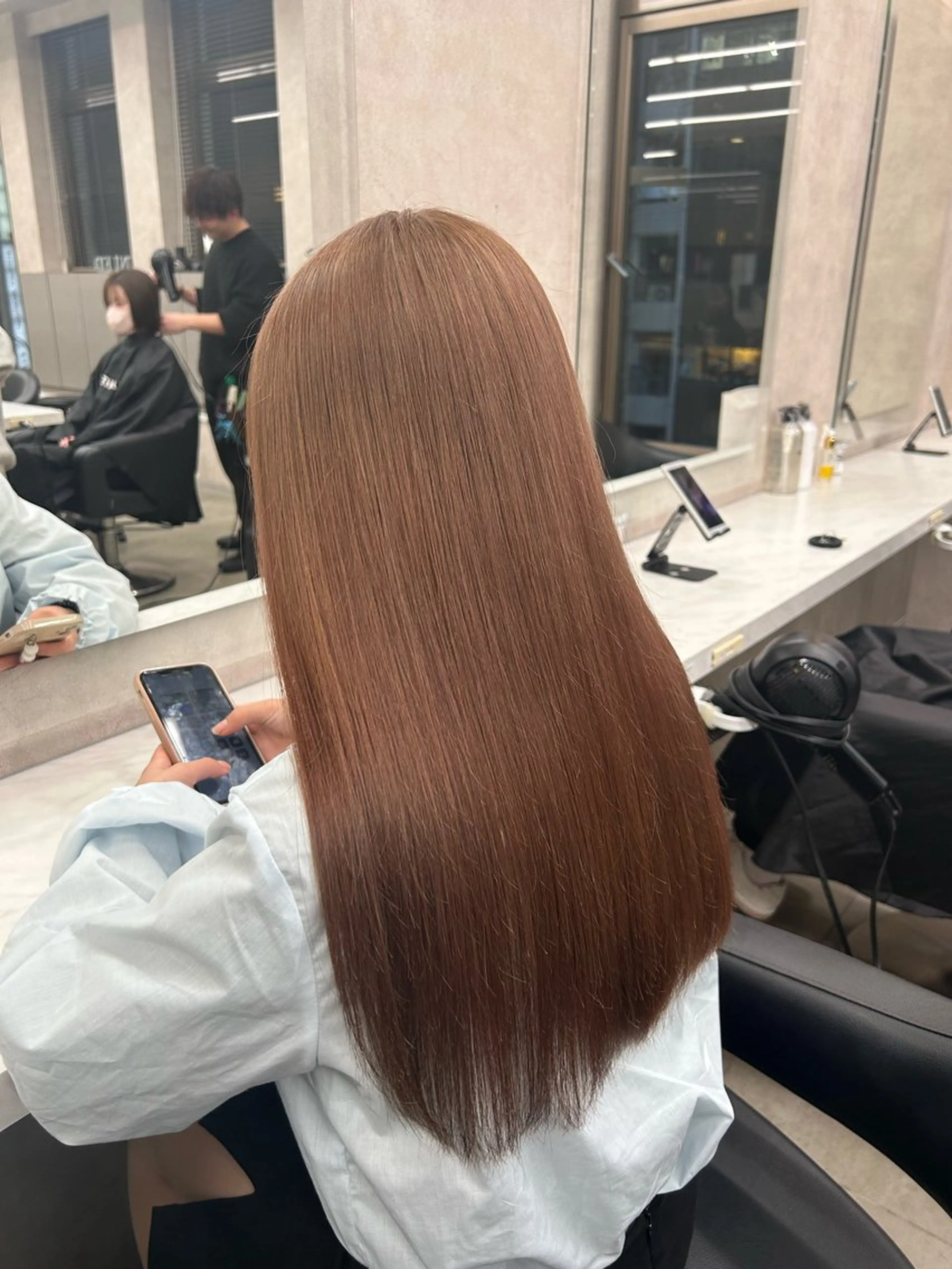 ロング カラー パーマ ヘアアレンジ メンズ キッズ ブリーチなしカラー/ ブラウン/レイヤーのヘアスタイル