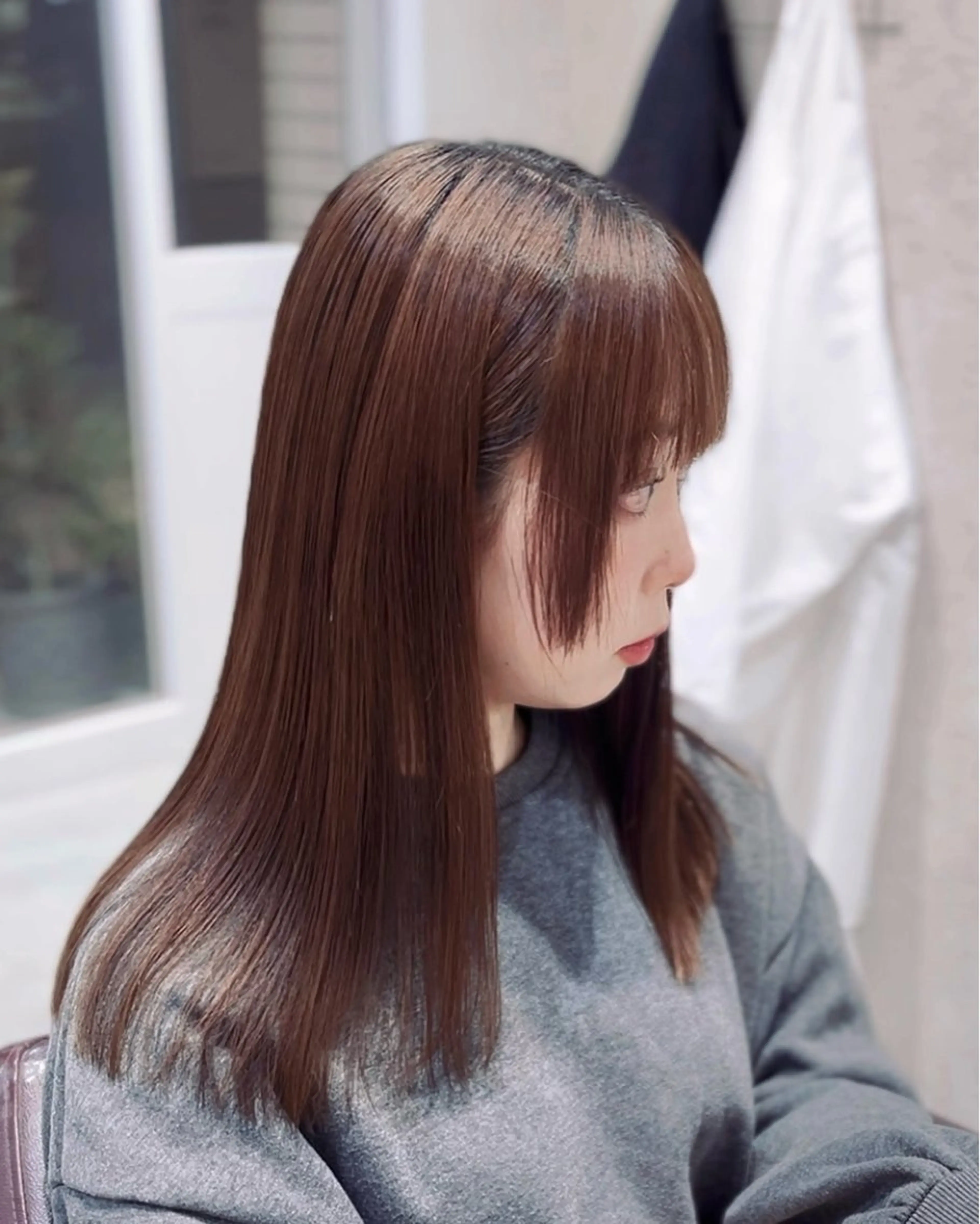 ミディアム カラー パーマ suzuka/透明感 カラー 美髪縮毛矯正のヘアスタイル