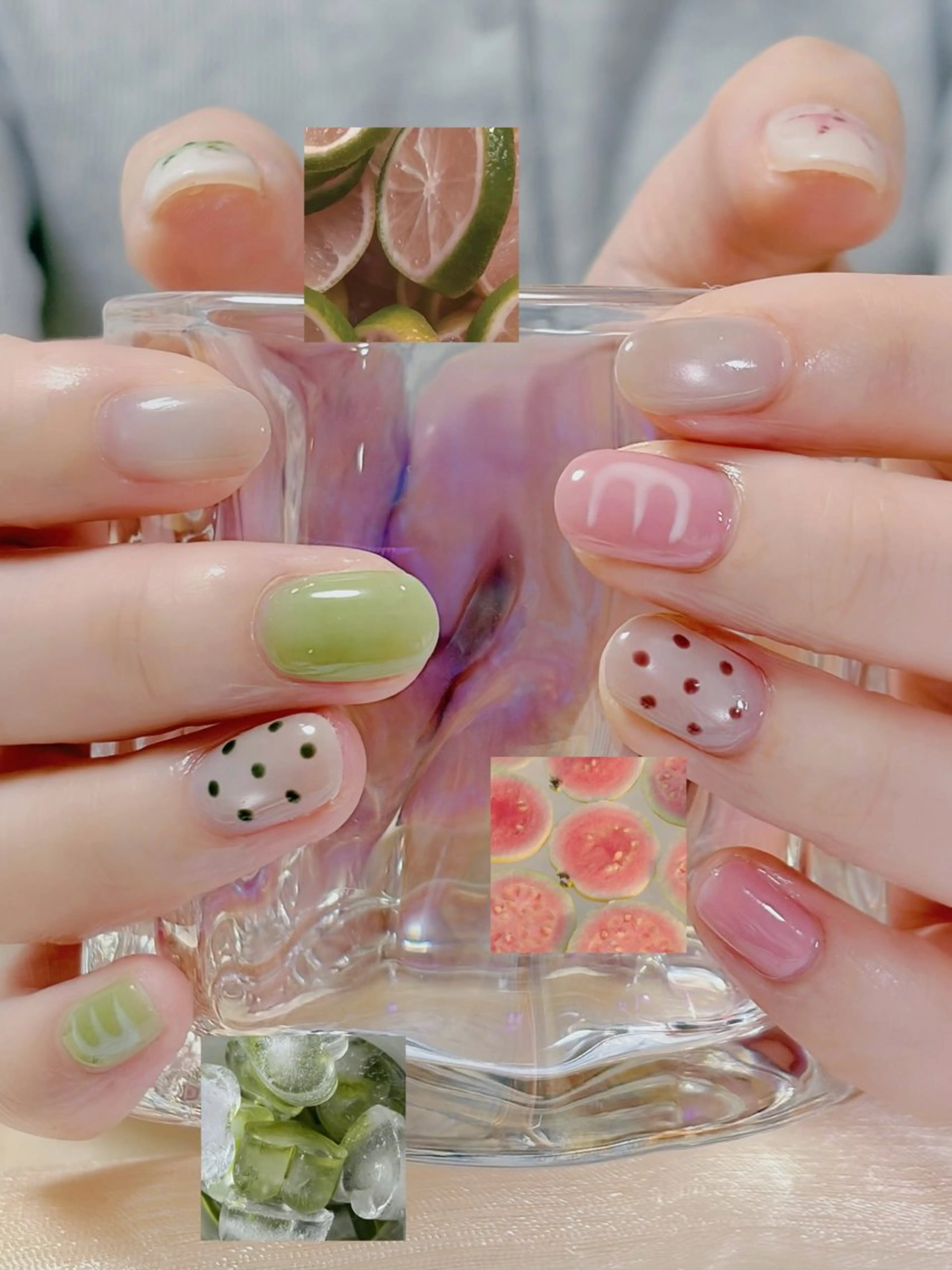 ネイル ドット ガーリー グリーン マグネットネイル オフィスネイル ハンドネイル haku mioのネイルデザイン