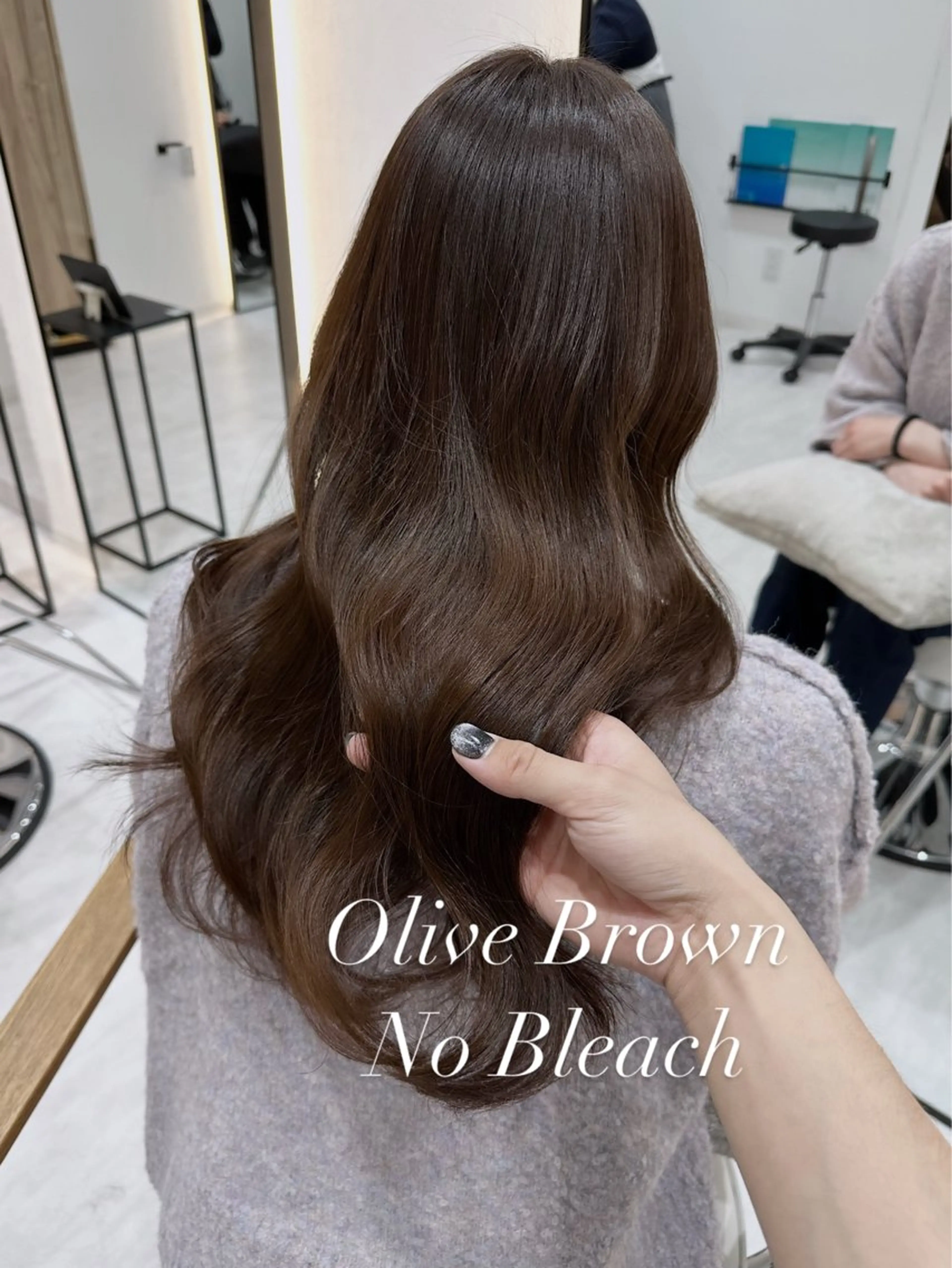 ロング カラー カット ヘアカラー トリートメント 赤み消し/オリーブ カーキ/福田れんのヘアスタイル