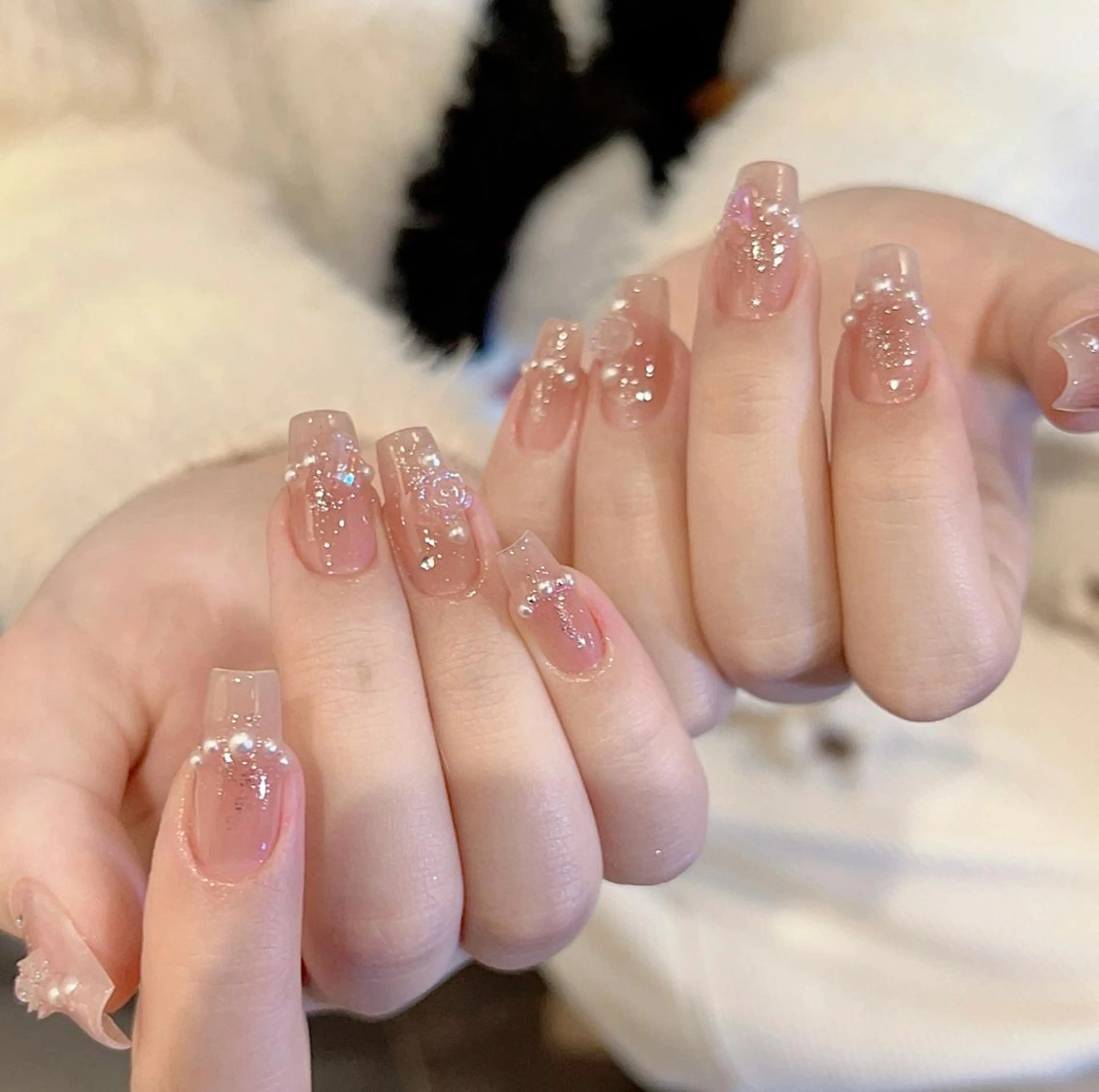 ネイル アートネイル 長さ出し ネイルチップ 💗キラネイル💗 モチ最高のネイルデザイン