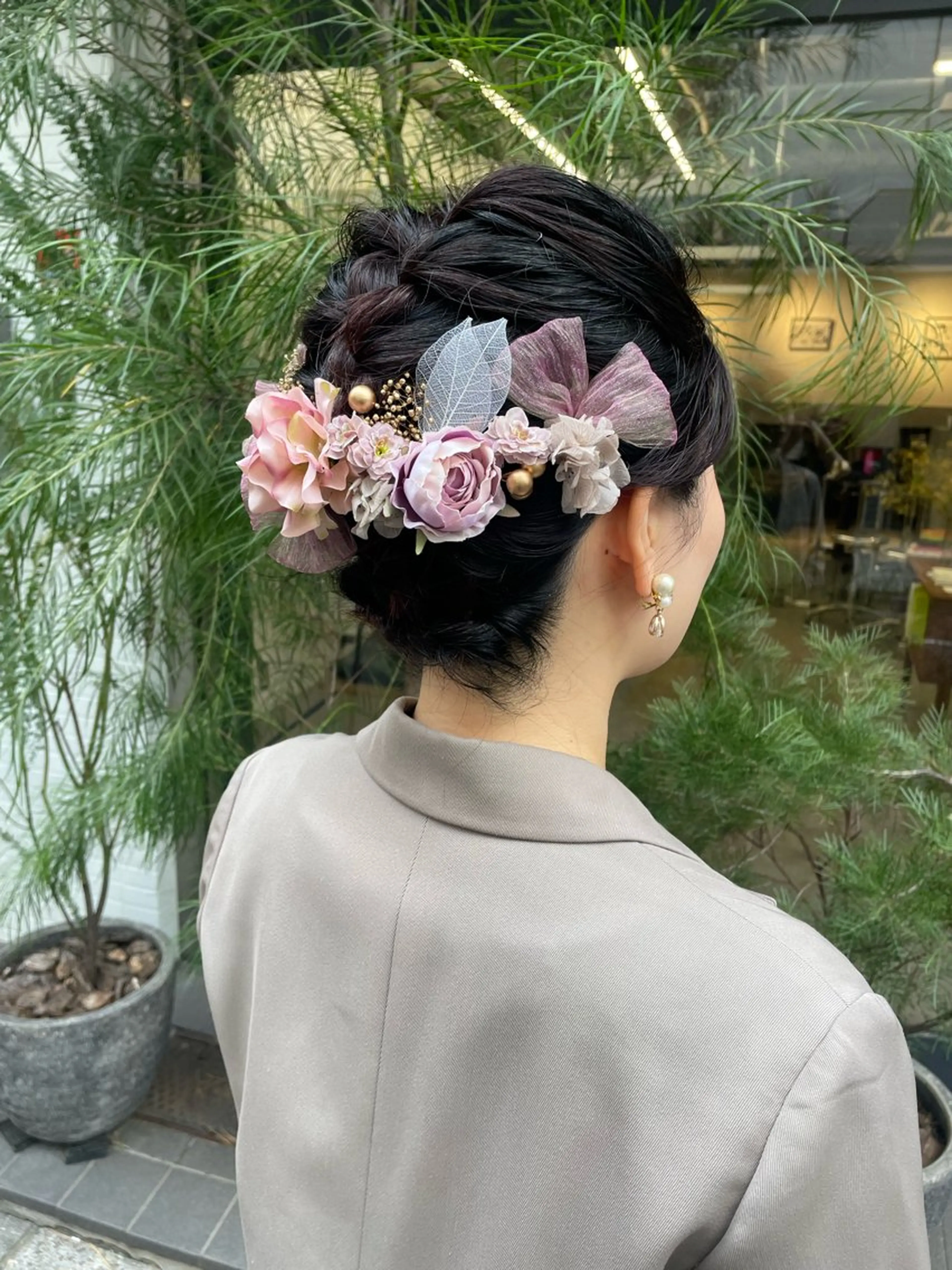 ミディアム ヘアアレンジ 結婚式・ブライダル パーマ、ボブ、透明感 カラー、小須田ゆあのヘアスタイル