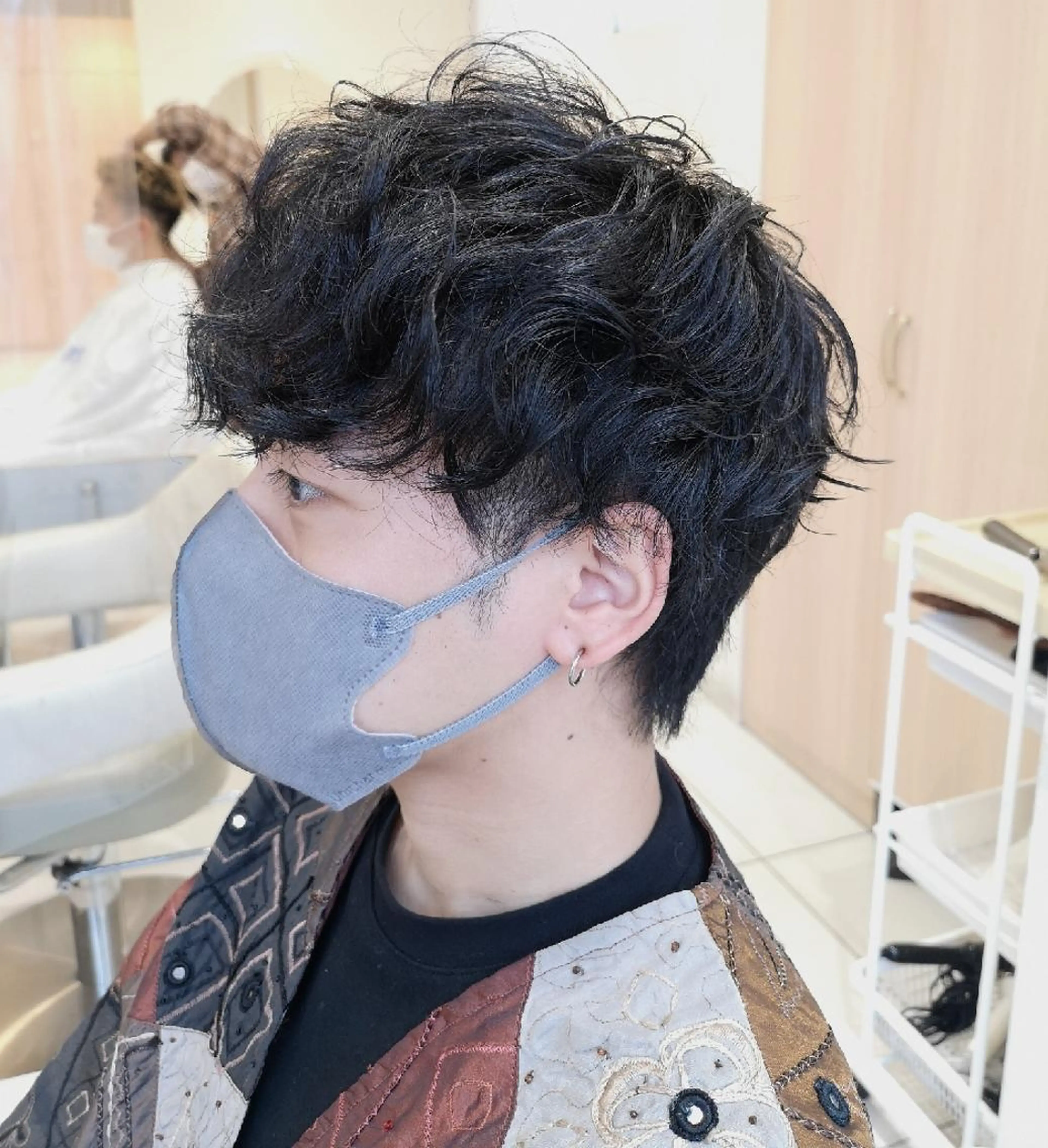 メンズ パーマ 渡辺 愛枝/艶カラー🩵のヘアスタイル