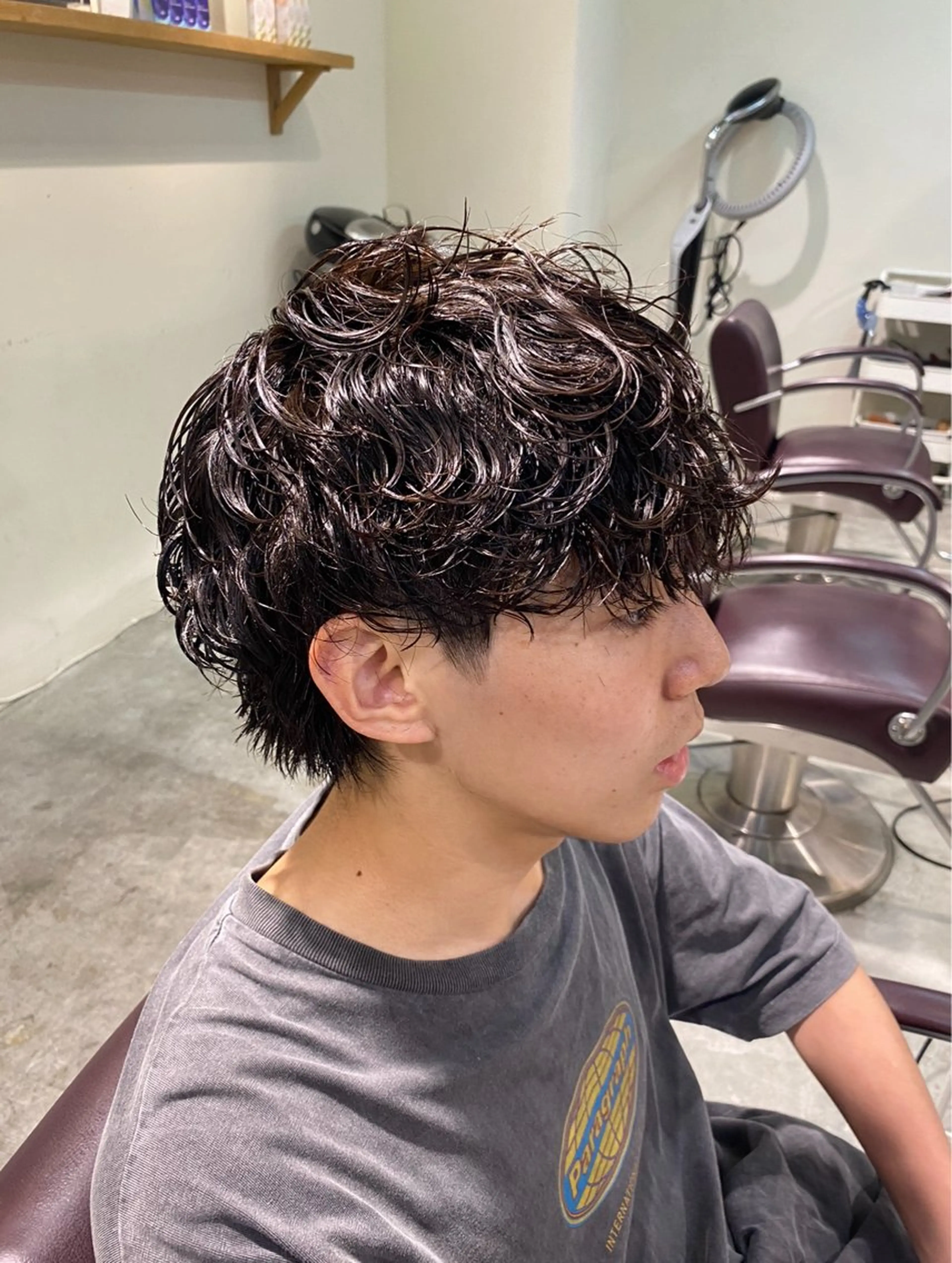 ショート パーマ メンズ カット パーマ パーマ特化/フェザー パーマシャドウ/真生のヘアスタイル