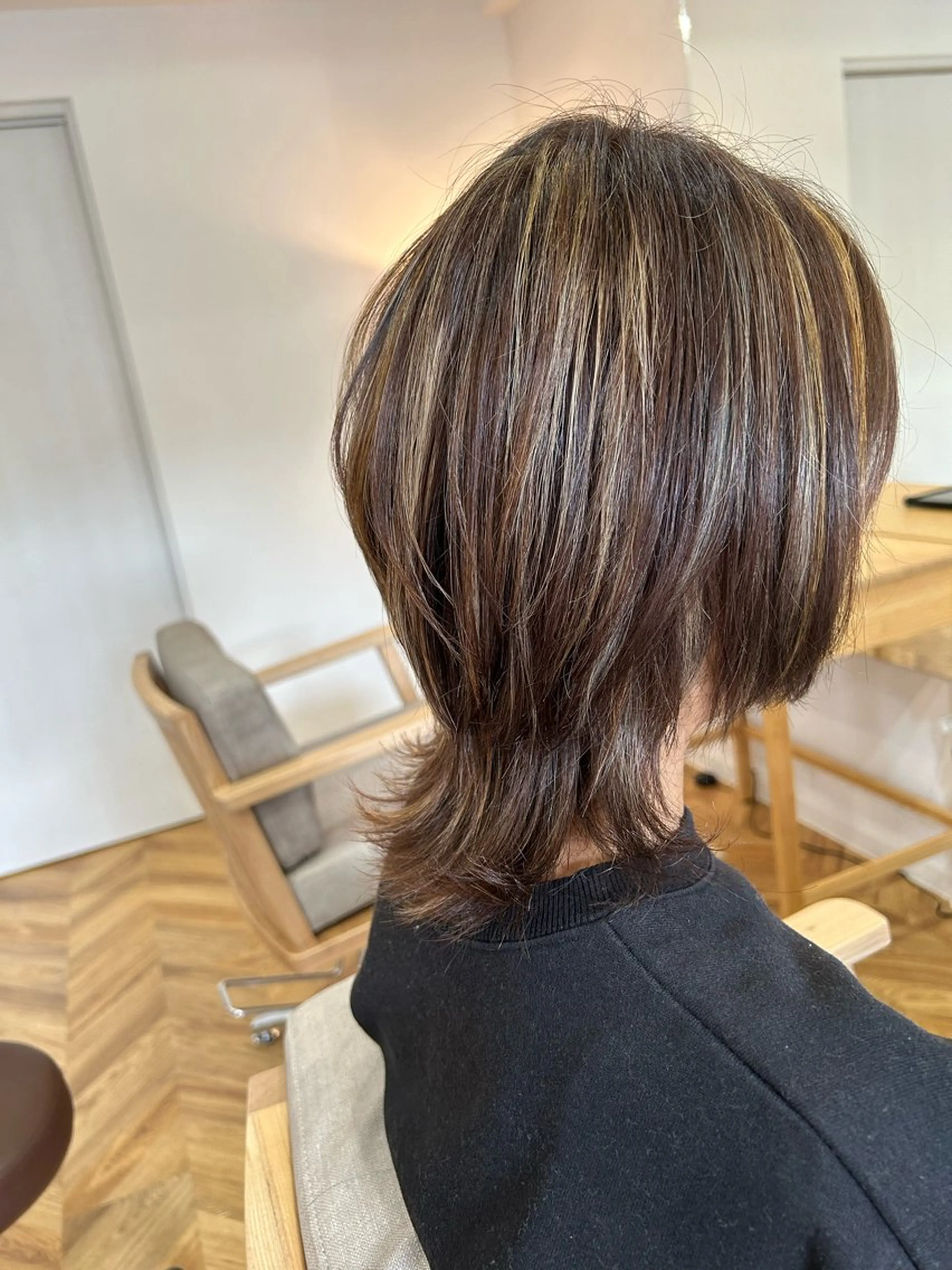 セミロング カラー ハイライトカラー ハイライト カット ヘアカラー 櫻井園子🌸 久屋大通/高岳のヘアスタイル