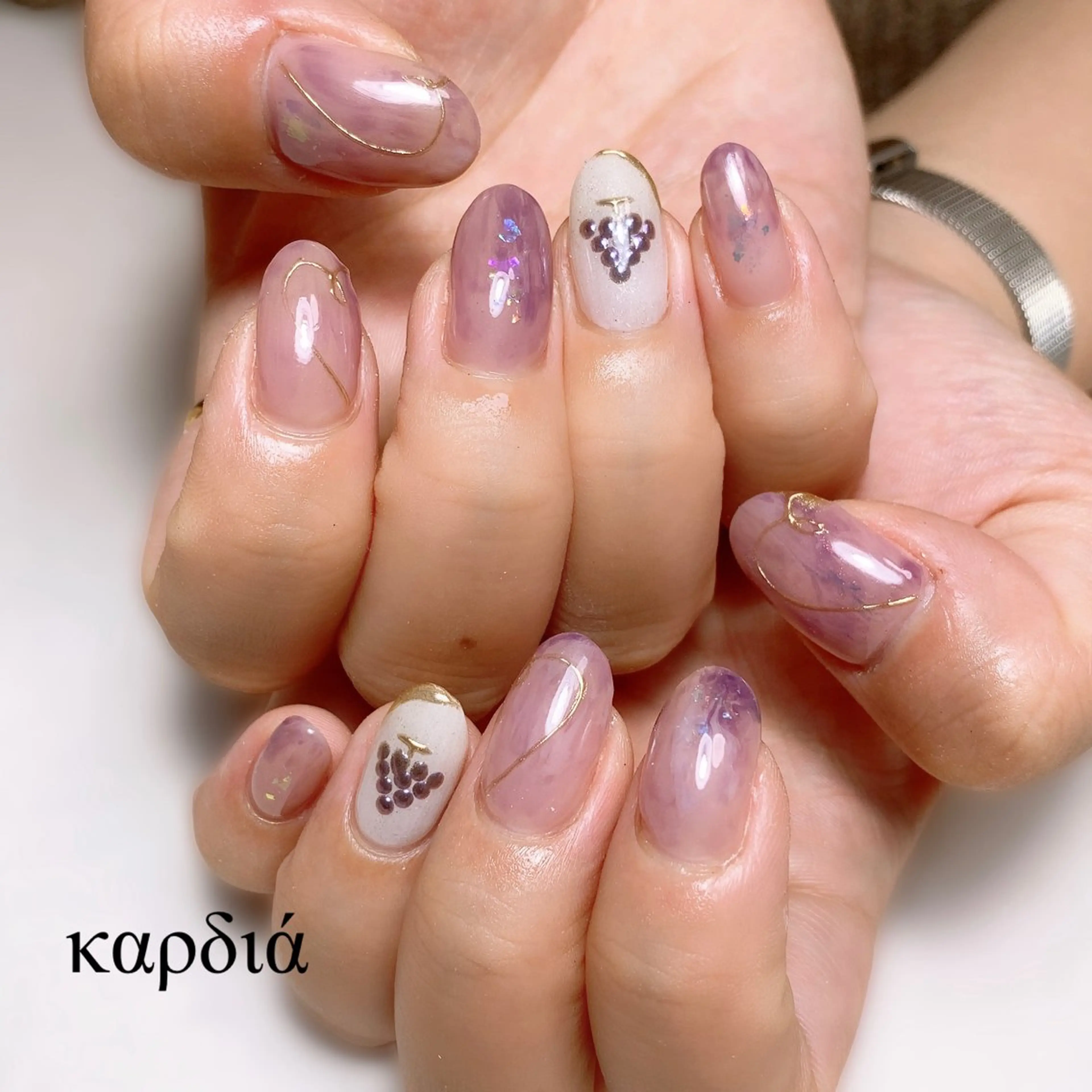 ネイル ハンドネイル καρδιά -ｶﾙﾃﾞｨｱ-のネイルデザイン