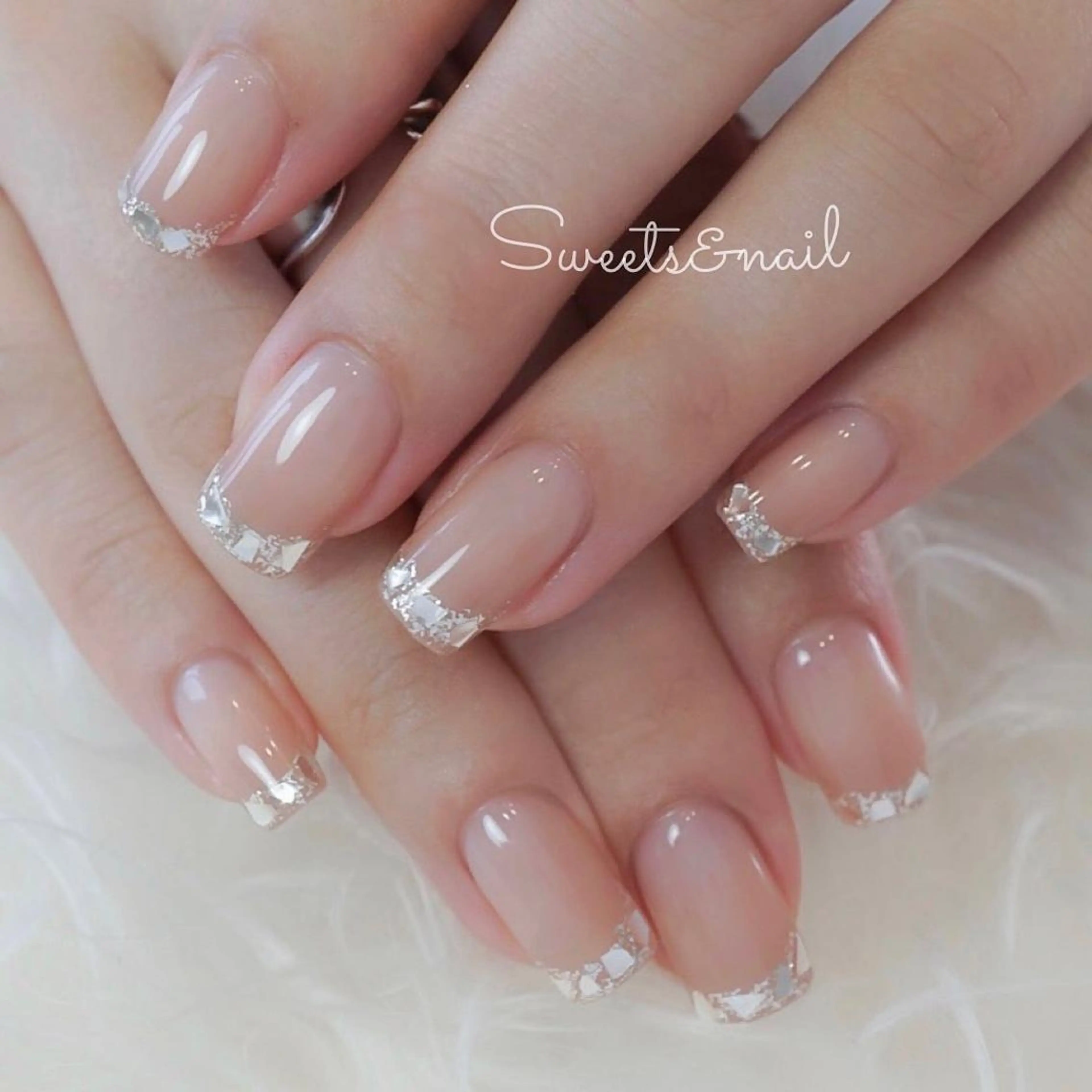 ネイル フレンチネイル ガラスフレンチ Sweets＆ nail みなこのネイルデザイン