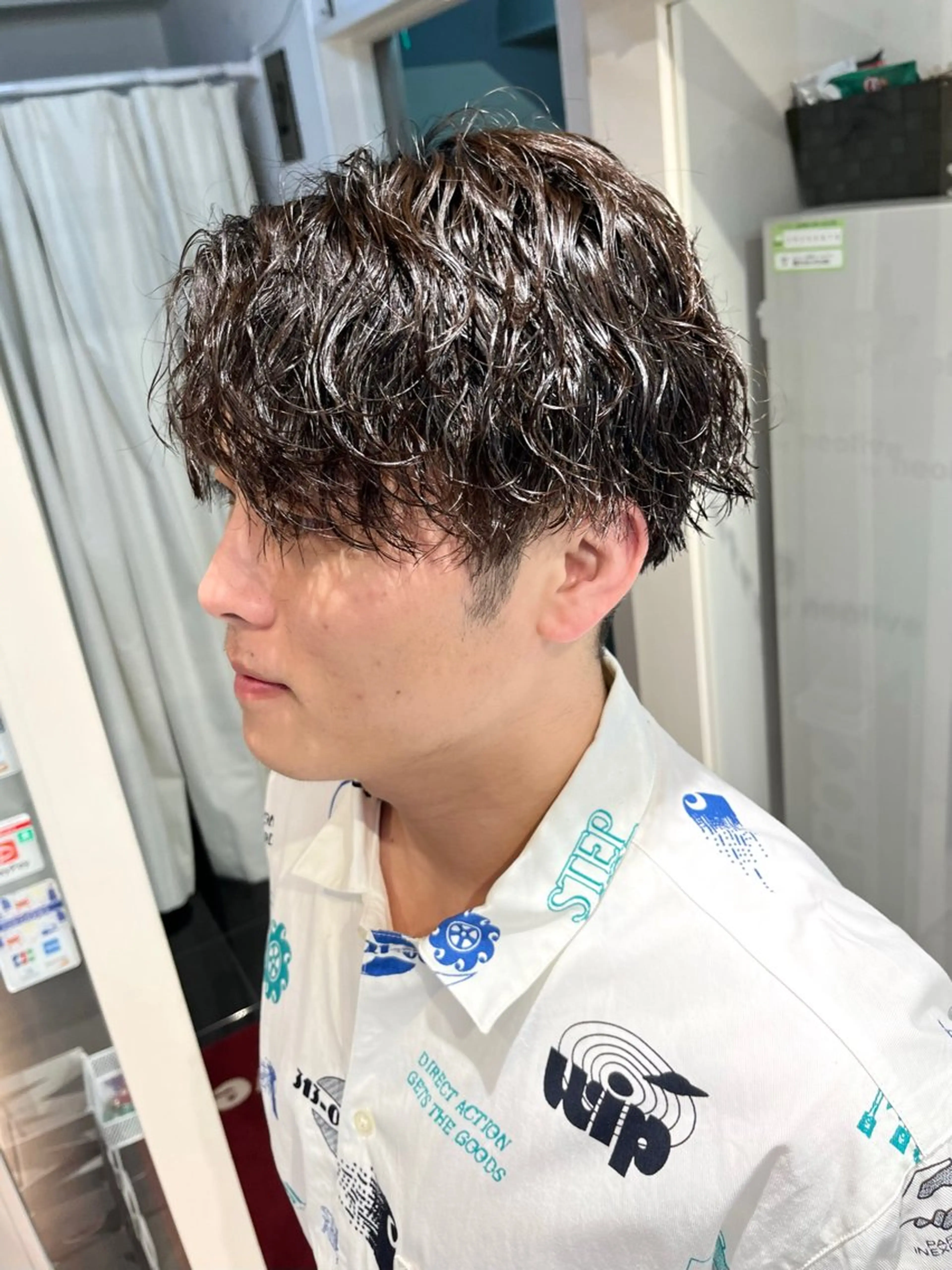 パーマ メンズ センターパート マッシュ メンズパーマ メンズツイストパーマ ツイストスパイラルパーマ 田中 旭 横浜メンズ特化のヘアスタイル