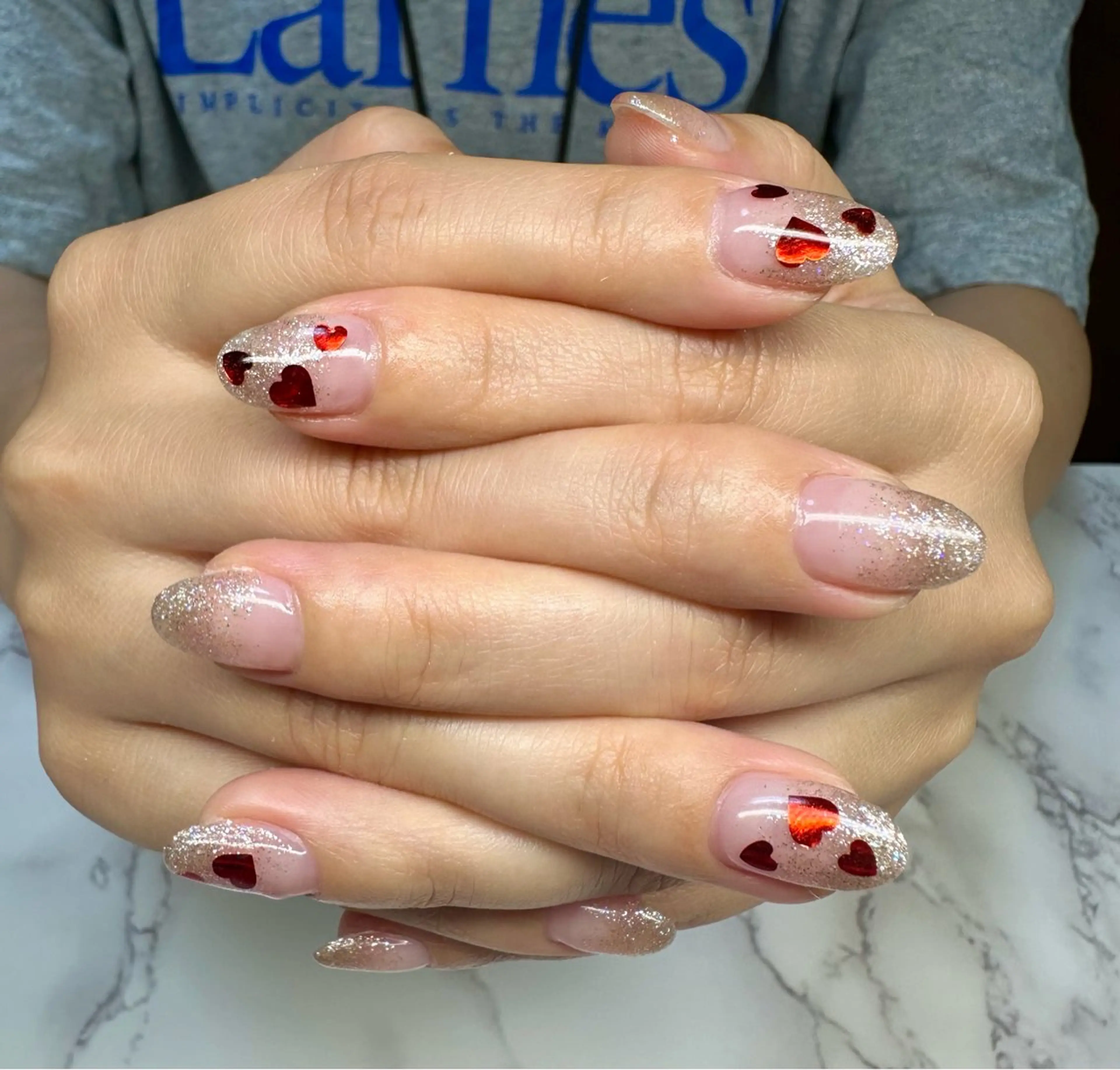 ネイル ハート ラメ(グリッター) ラメグラデーション マグネットネイル ニュアンスネイル M.N_ nailのネイルデザイン