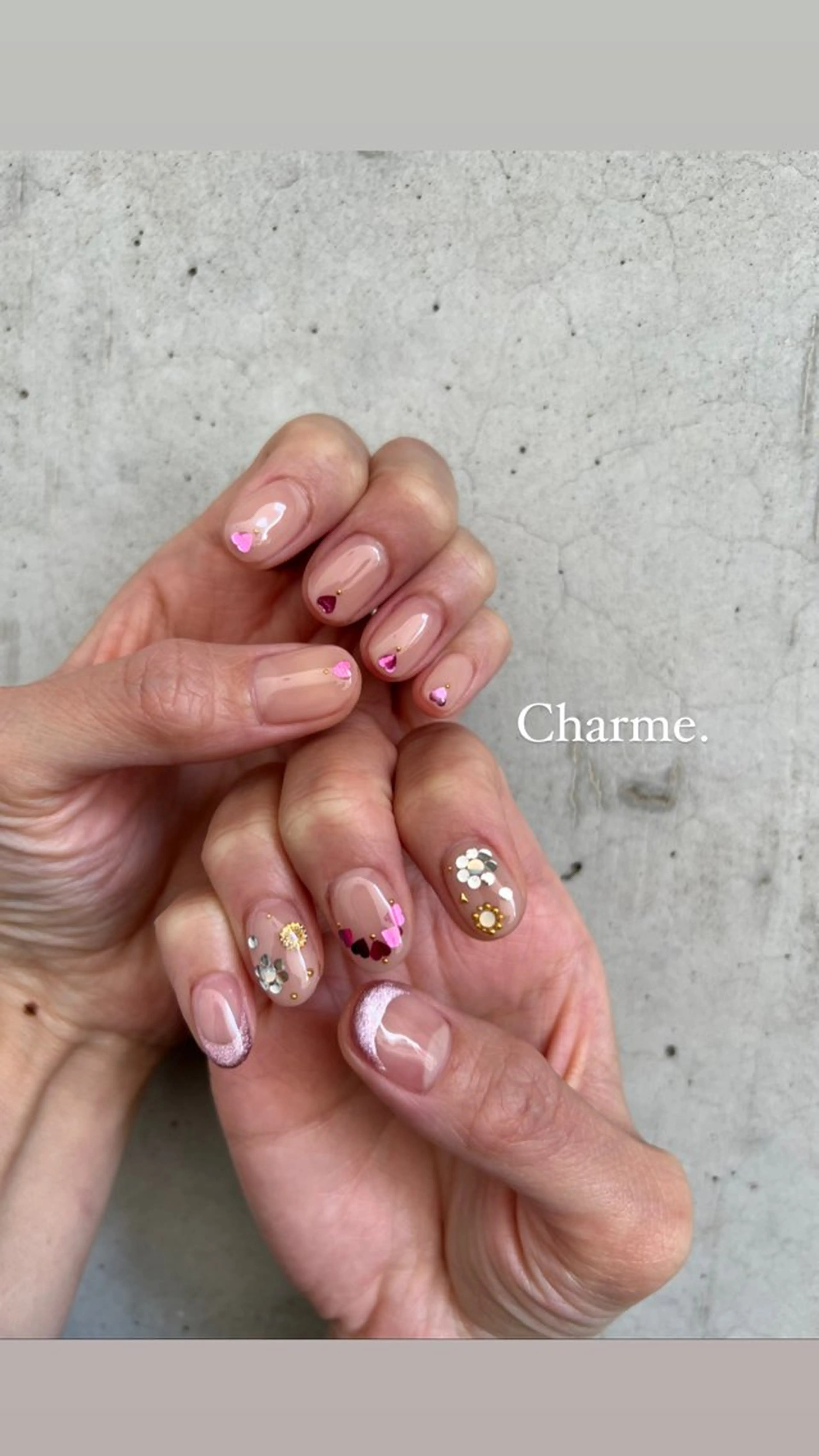 ネイル フレンチネイル マグネットネイル 持ち込み ニュアンスネイル ピンク Charme. NOBUKOのネイルデザイン