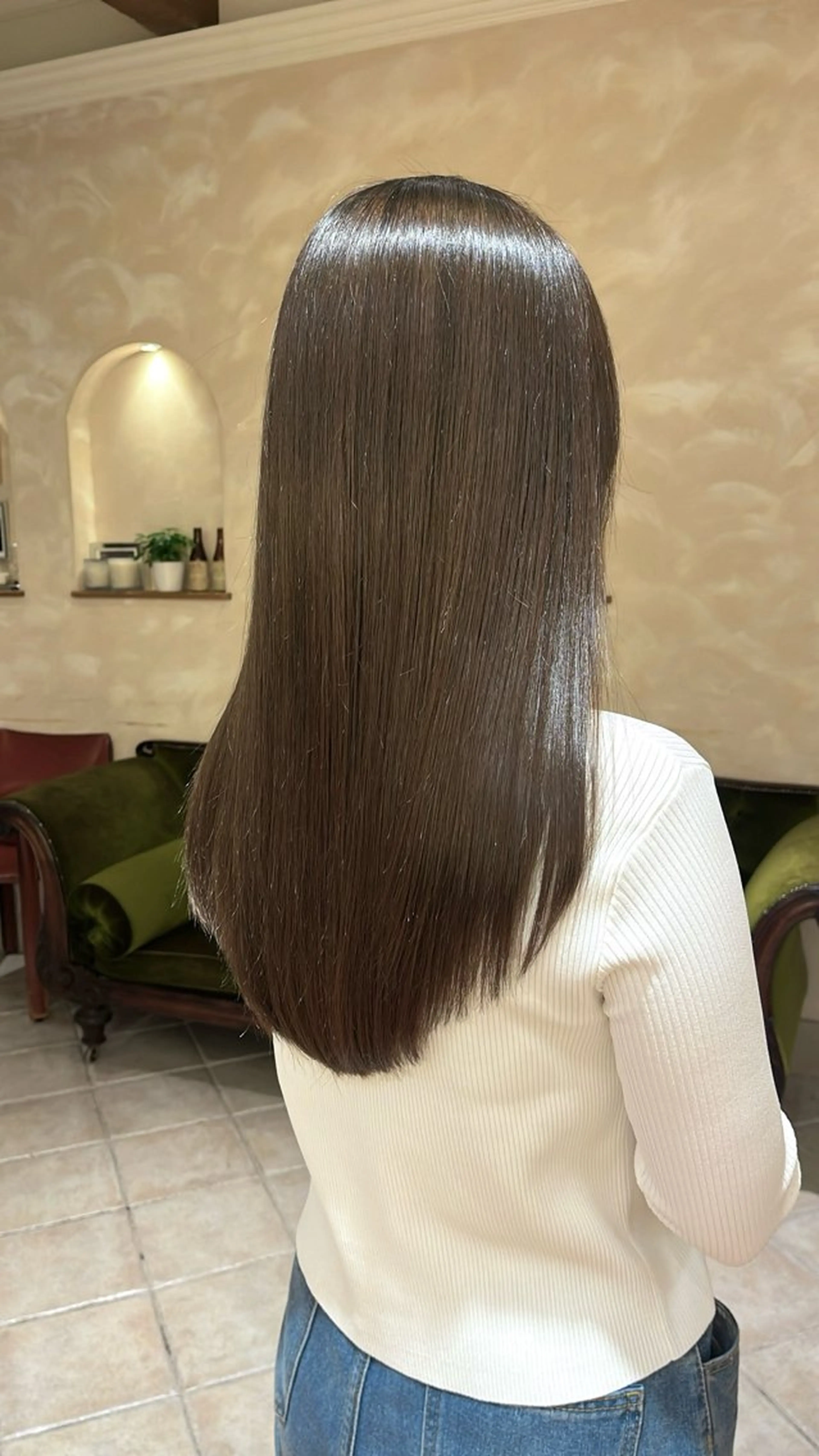 ロング カラー アッシュ アッシュブラウン ブラウンカラー 青山 莉奈のヘアスタイル