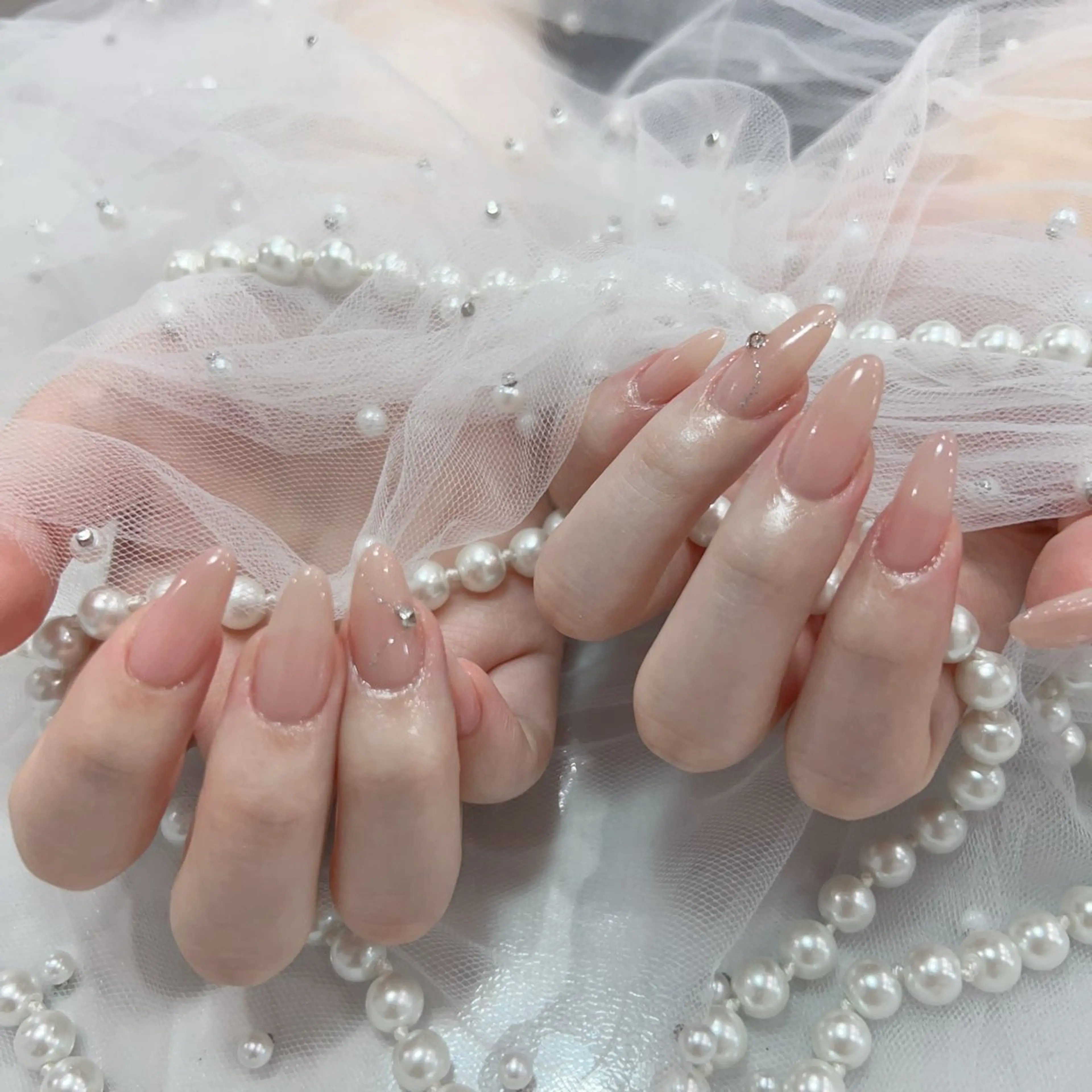 ネイル アートネイル フラッシュネイル フレンチネイル ジェルネイル ガラスフレンチ ハンドネイル You&Me Yukiのネイルデザイン