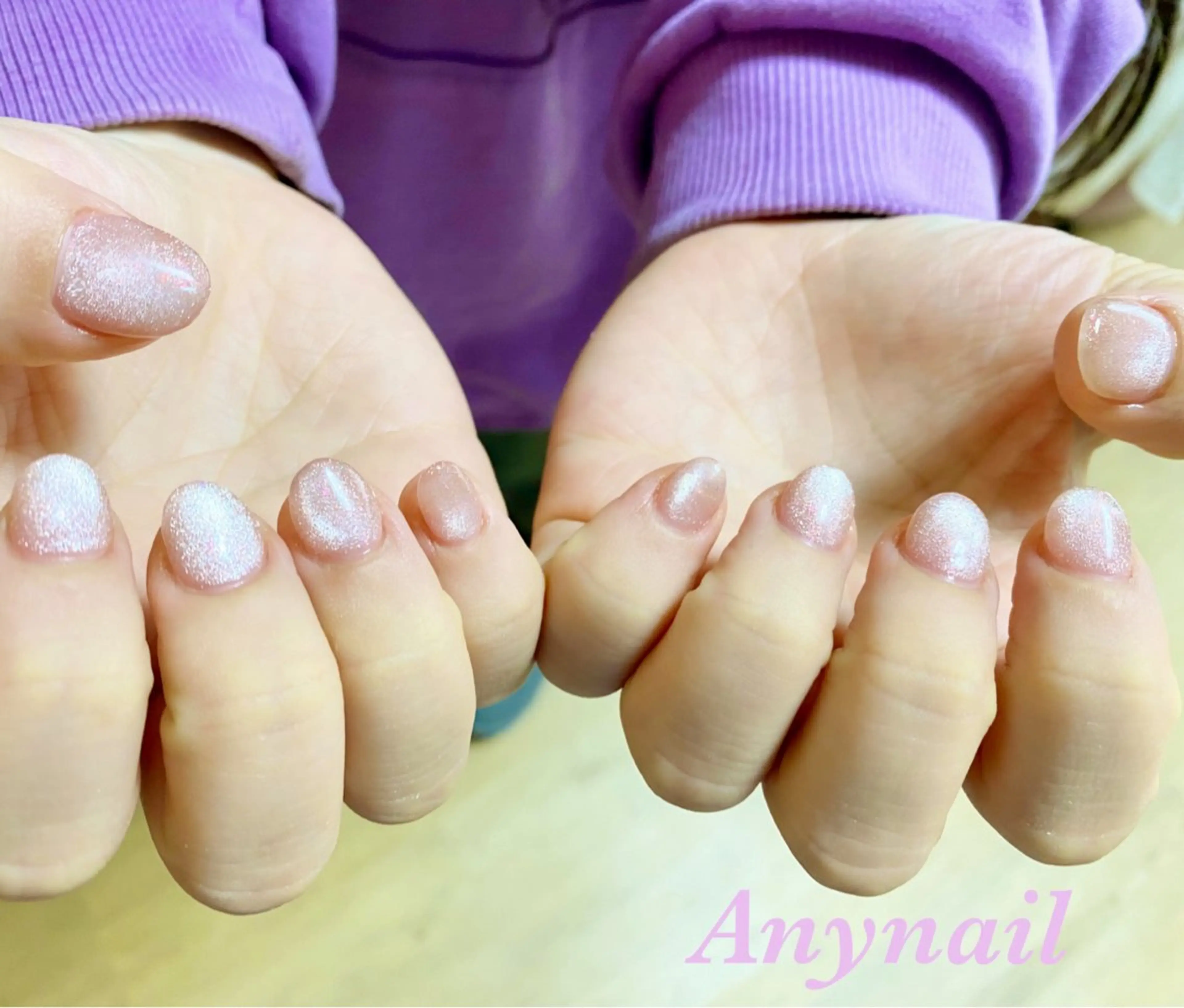 ネイル ブルー マグネットネイル ワンカラーネイル ピンク スカルプネイル ハンドネイル 岩澤 恵子のネイルデザイン