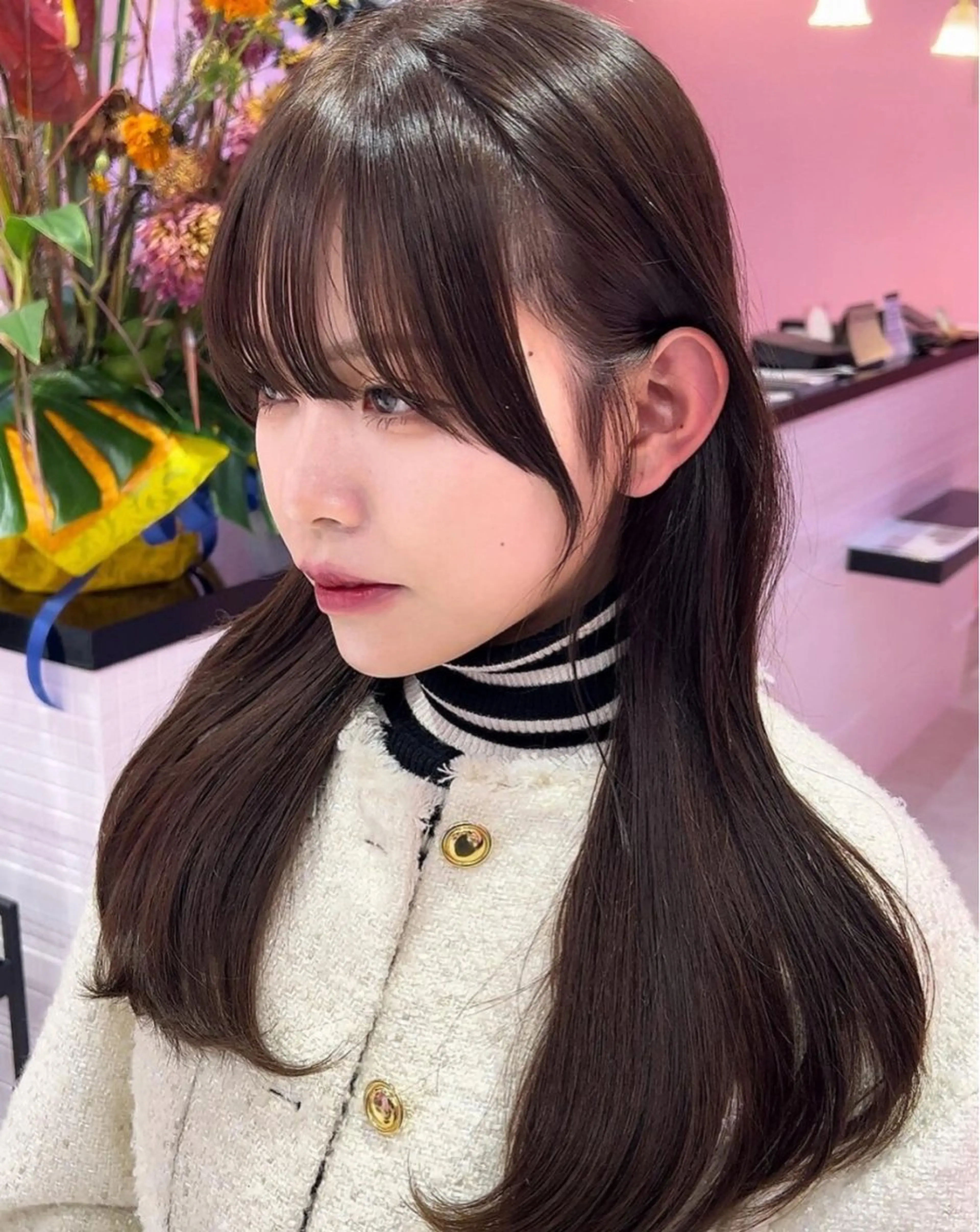 ロング カット ヘアカラー トリートメント 紙屋町ショート /ボブ　パーマ河内蓮のヘアスタイル