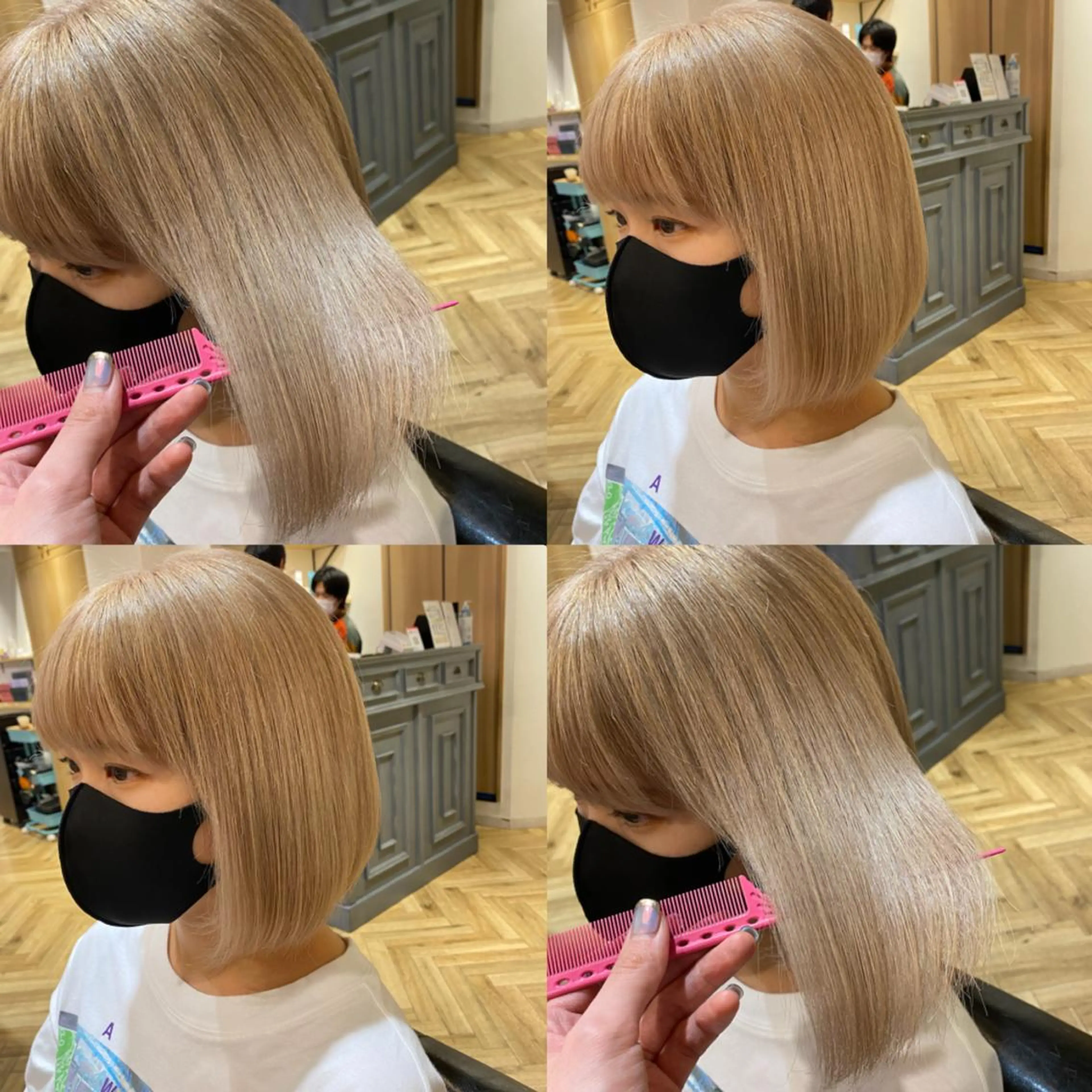 ミディアム カラー ベージュカラー ブリーチ ホワイトベージュ 艶カラー/韓国顔周り 🎀mamiのヘアスタイル