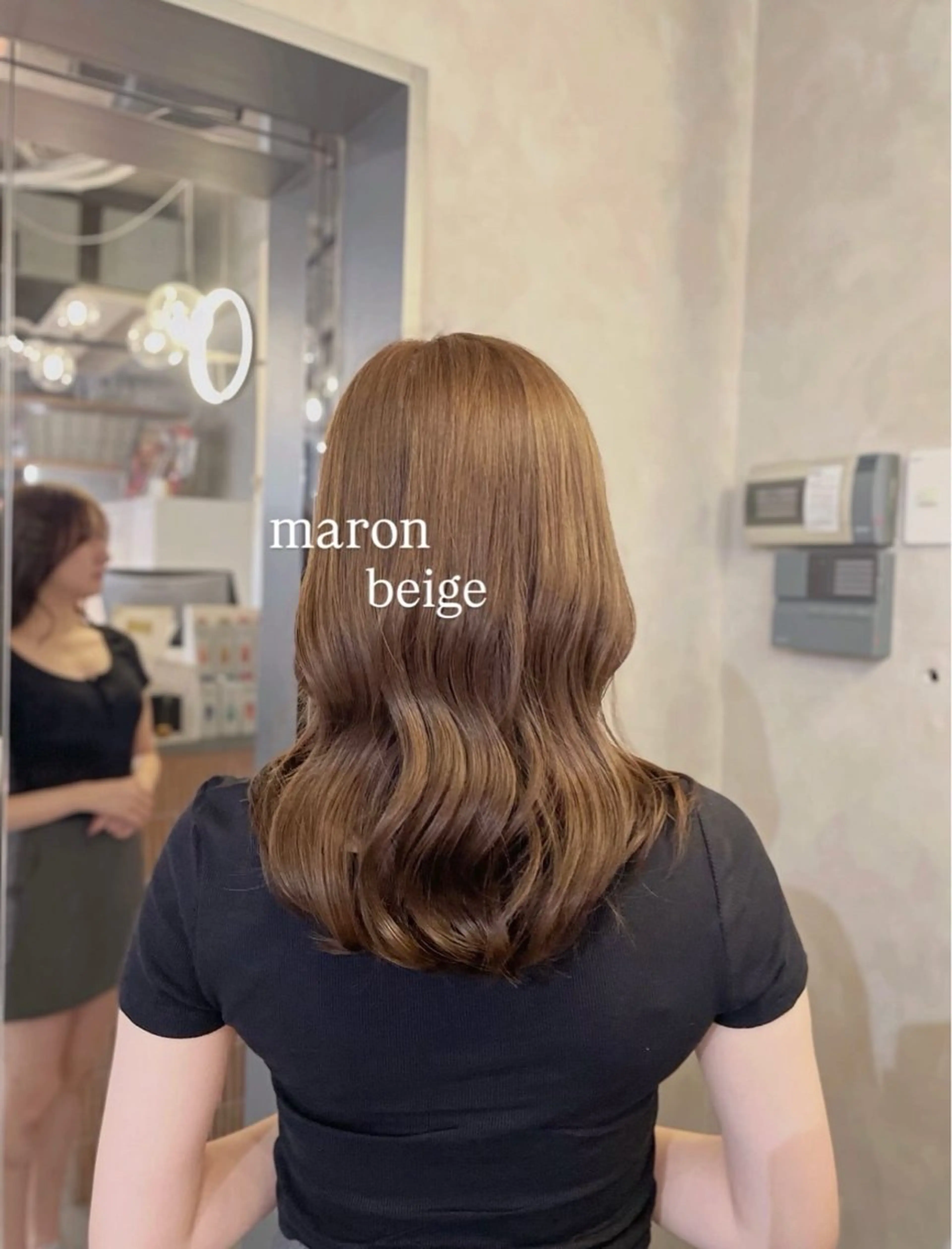 セミロング カラー ベージュカラー 透明感カラー オリーブカラー くびれヘア 髪質改善 カット ヘアカラー トリートメント イヌマル アユ / Fier umedaのヘアスタイル